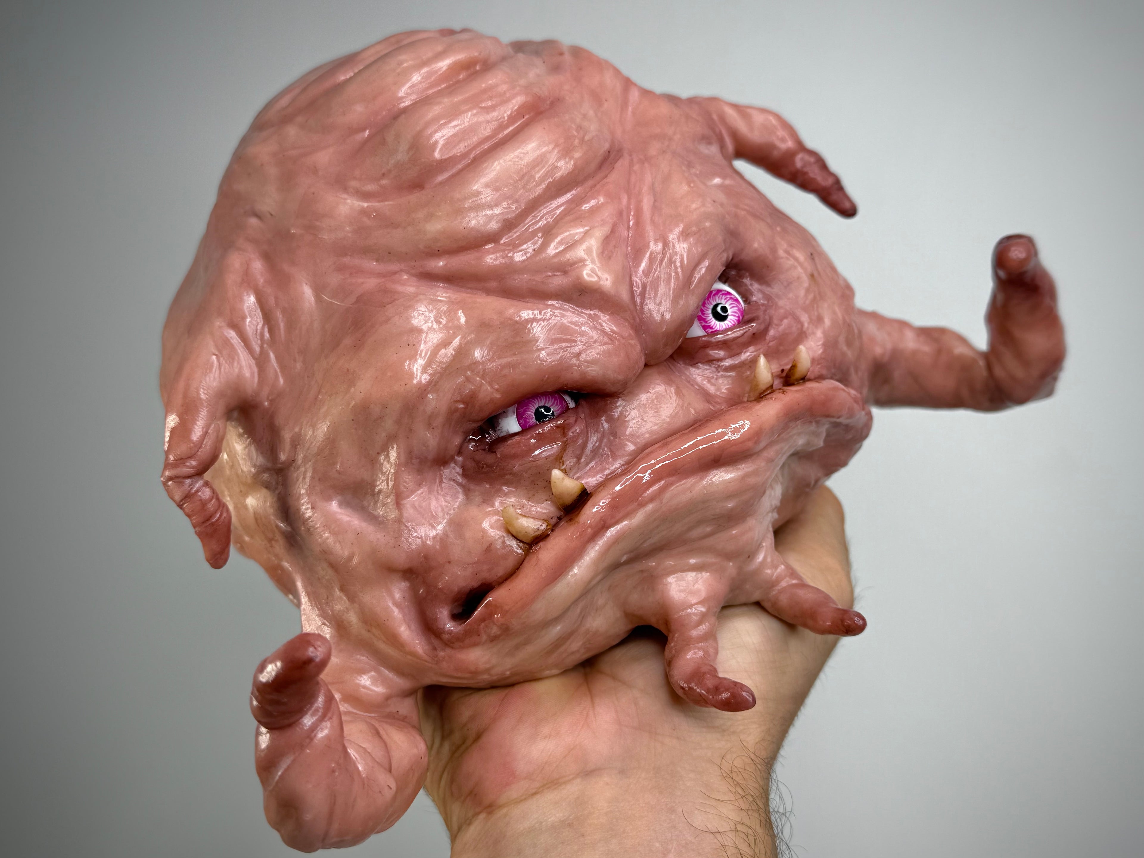 Krang-Inspired Brain Creature – Grotesque Monster Sculpture – Weird Handmade Polymer Clay Oddi