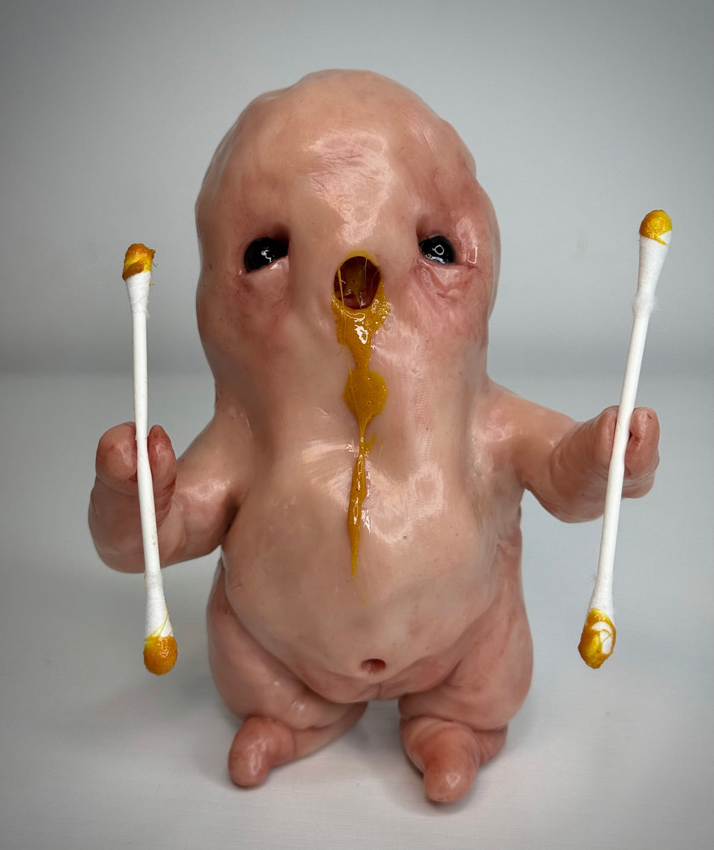 Ear Wax Disturbie – Grotesque Creature Sculpture – Weird Handmade Polymer Clay Oddity