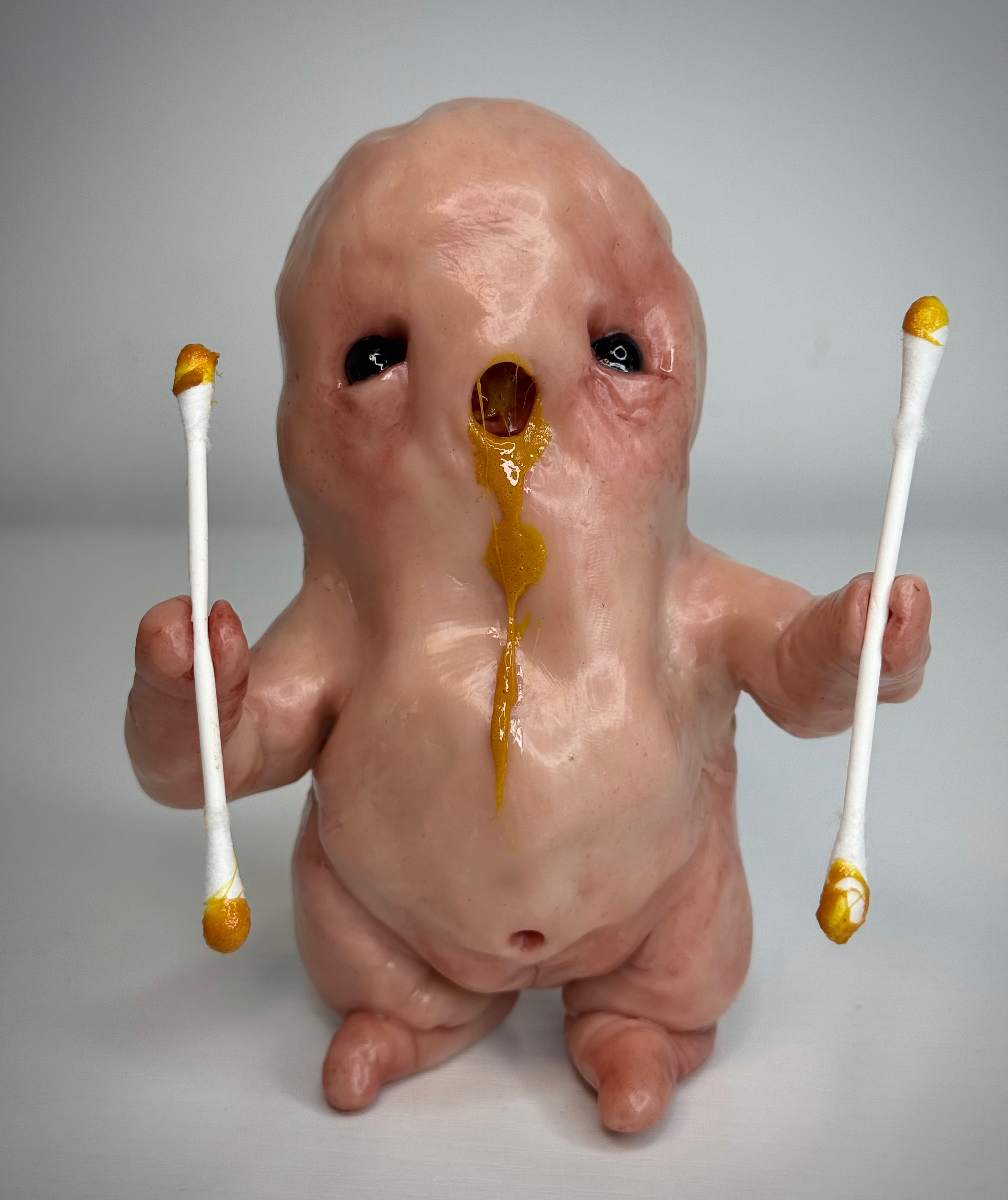 Ear Wax Disturbie – Grotesque Creature Sculpture – Weird Handmade Polymer Clay Oddity