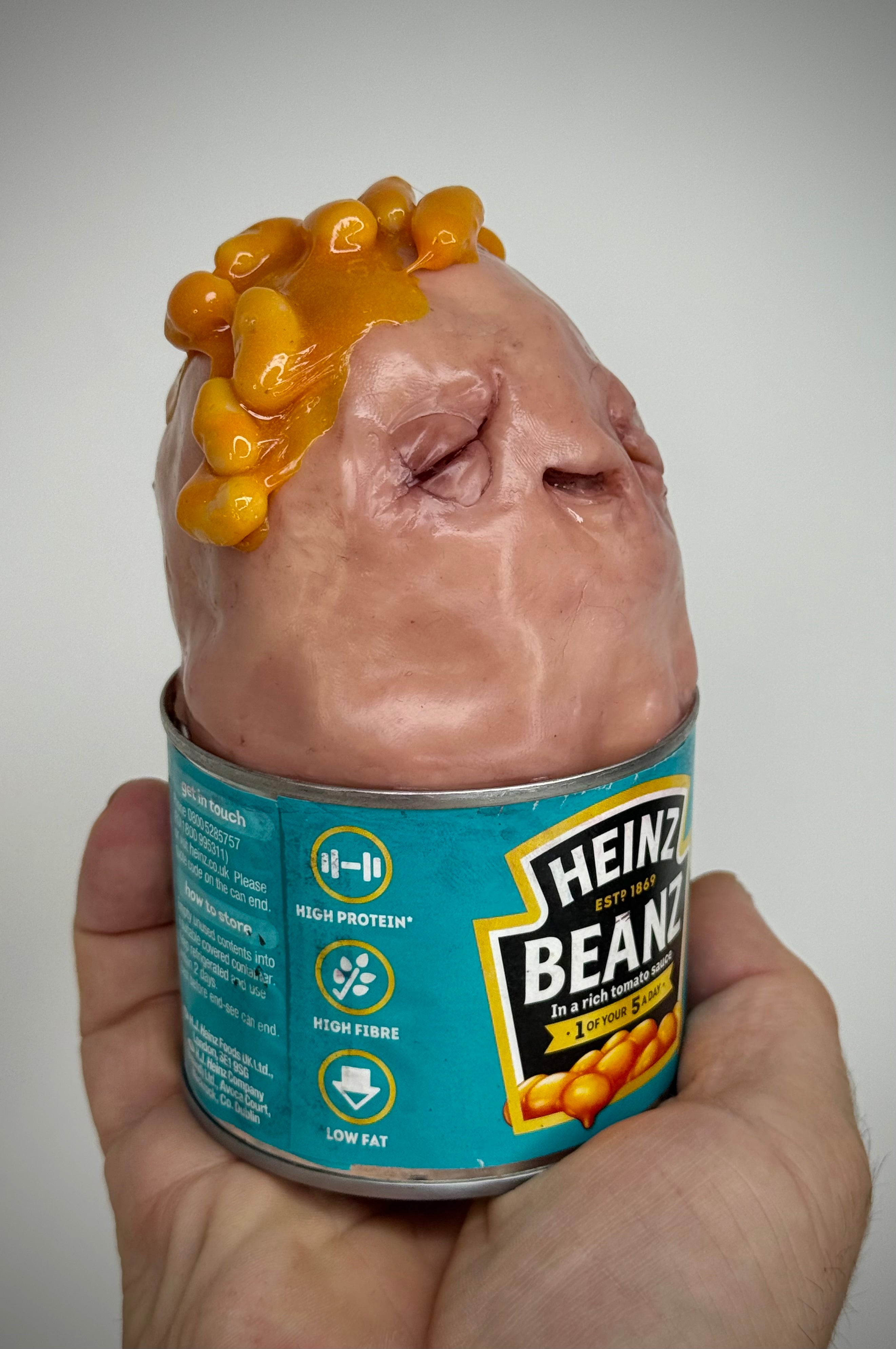 bEaNz – Sentient Bean Can Sculpture – Weird Handmade Polymer Clay Oddity