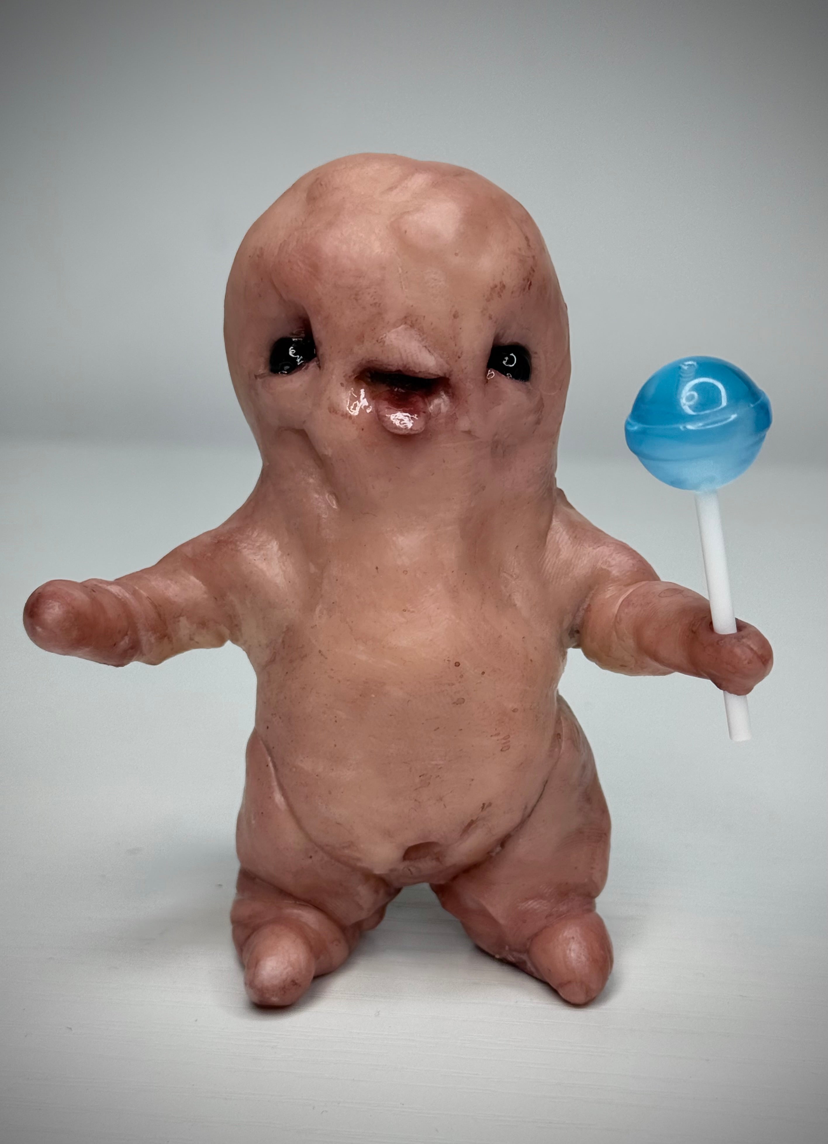 Lollipop Disturbie – Creepy Candy Creature Sculpture – Weird Handmade Polymer Clay Oddity