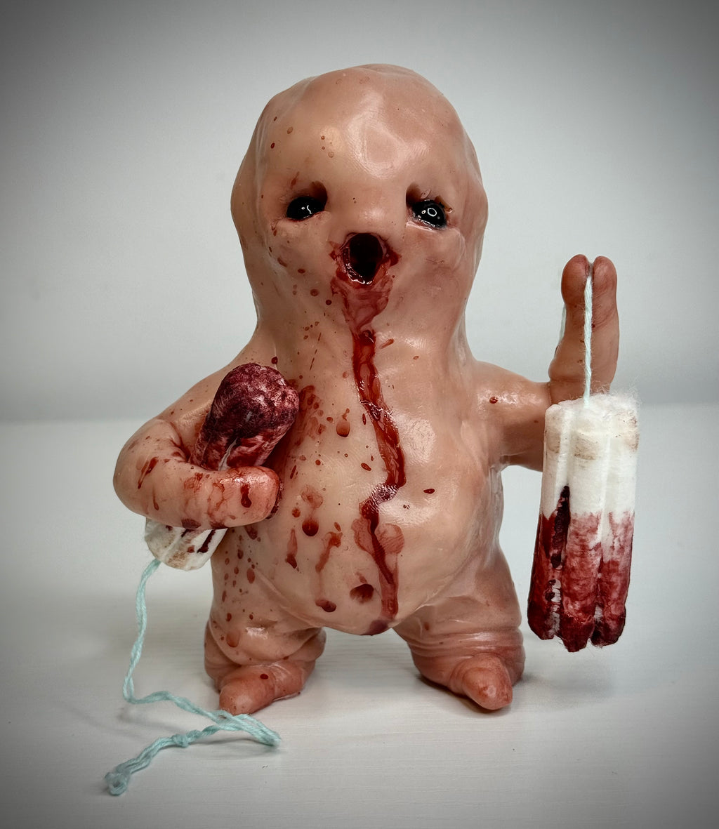 Tastes Like Pennies Disturbie – Grotesque Creature Sculpture – Weird Handmade Polymer Clay Oddity