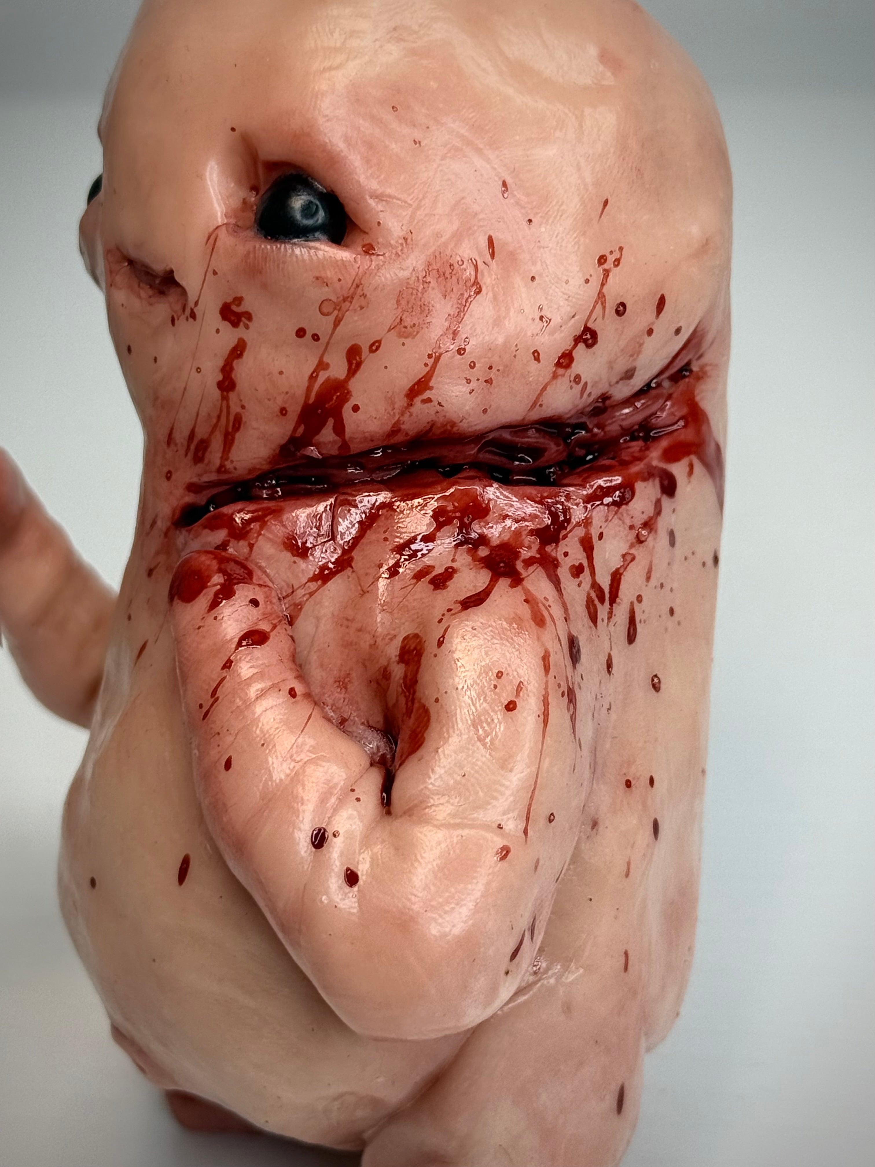 Shaving Trouble Disturbie – Grotesque Creature Sculpture – Weird Handmade Polymer Clay Oddity