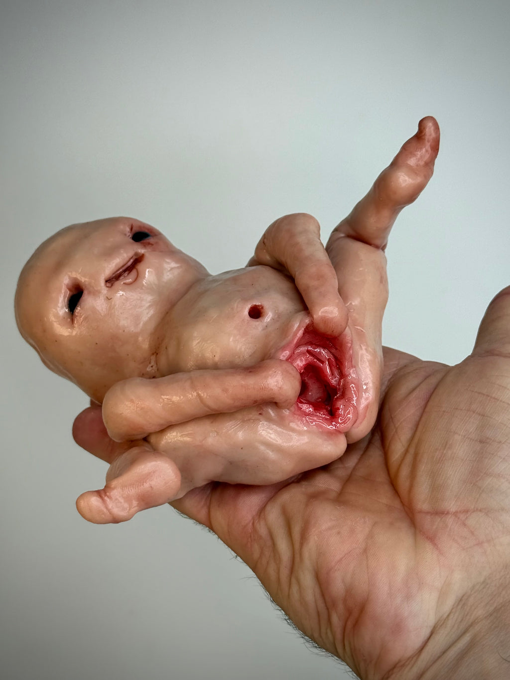 Stretched Out Disturbie – Grotesque Creature Sculpture – Weird Handmade Polymer Clay Oddity