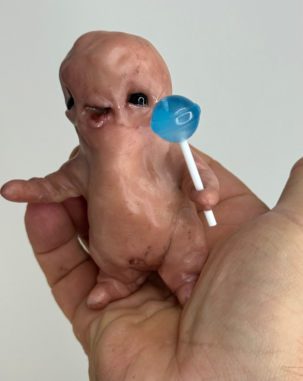 Lollipop Disturbie – Creepy Candy Creature Sculpture – Weird Handmade Polymer Clay Oddity