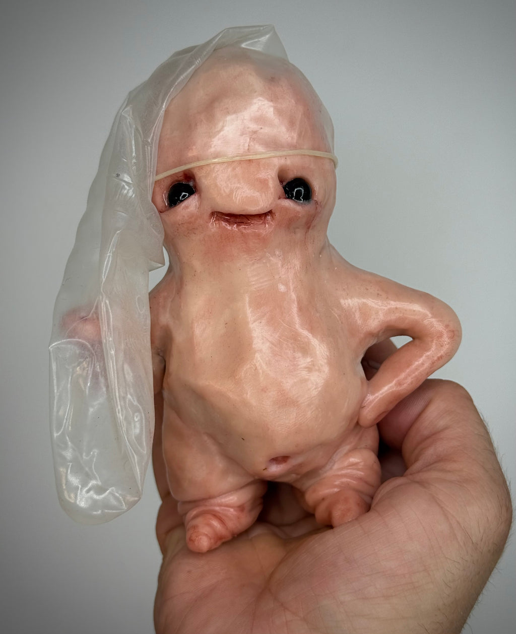 New Hat Disturbie – Grotesque Creature Sculpture – Weird Handmade Polymer Clay Oddity