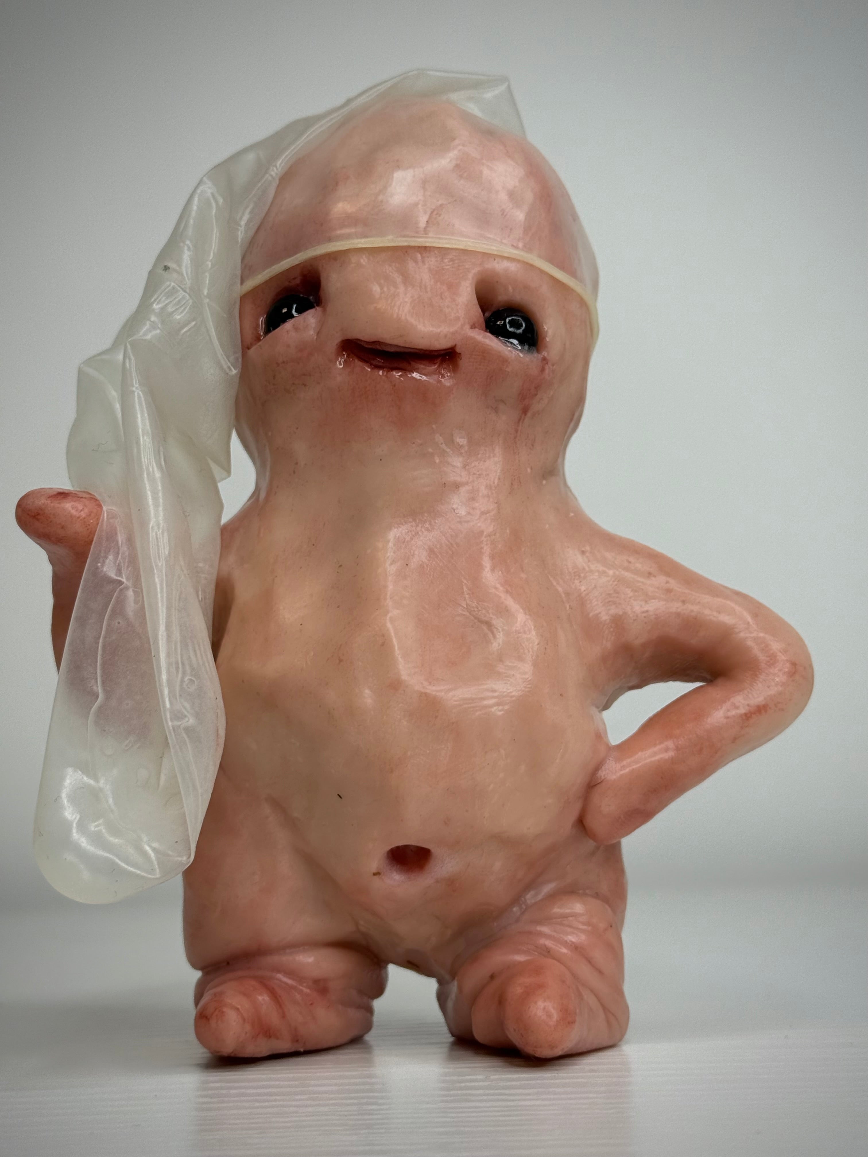 New Hat Disturbie – Grotesque Creature Sculpture – Weird Handmade Polymer Clay Oddity