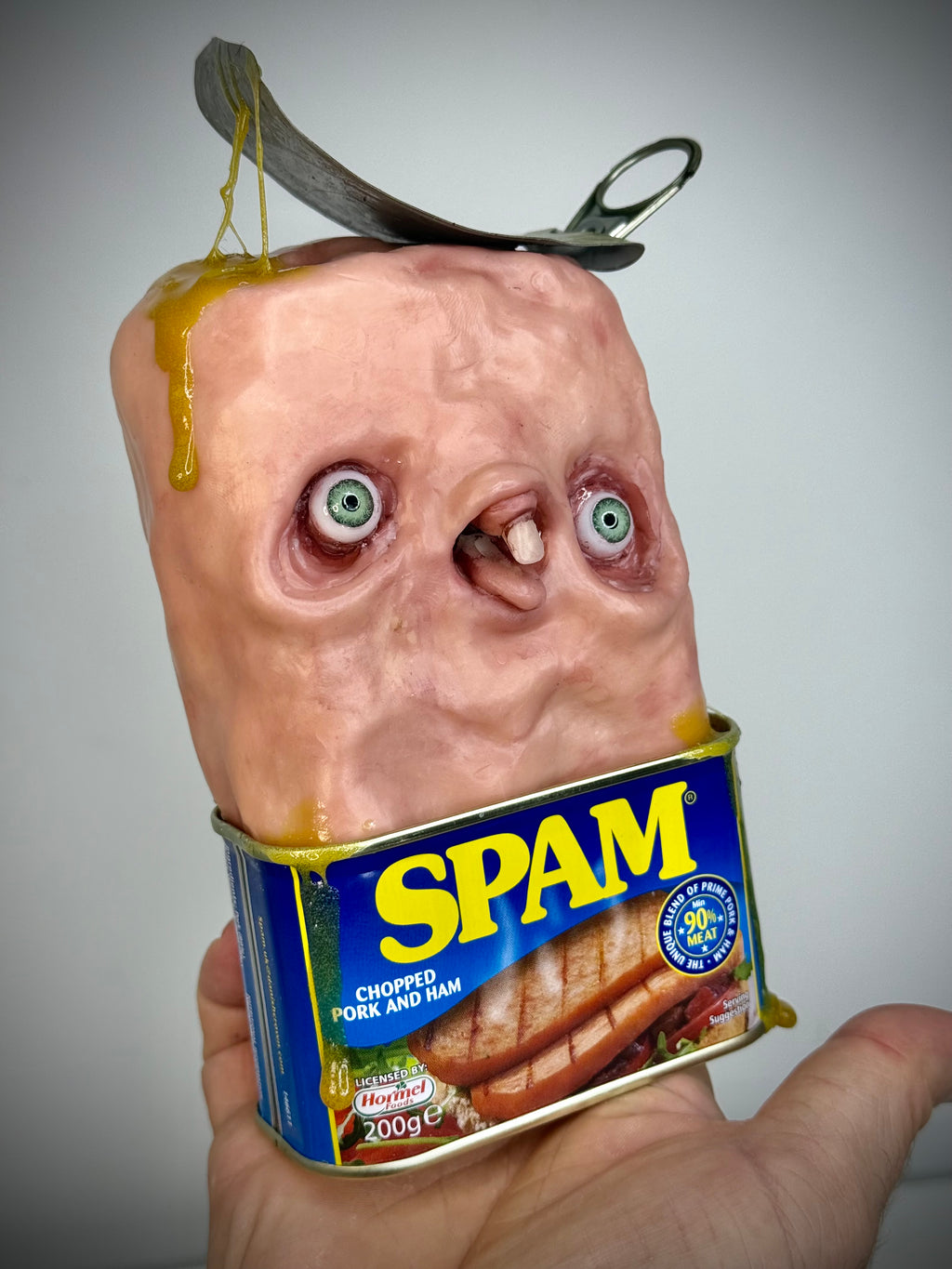 Sentient Spam – Creepy Food Sculpture – Weird Handmade Polymer Clay Oddity