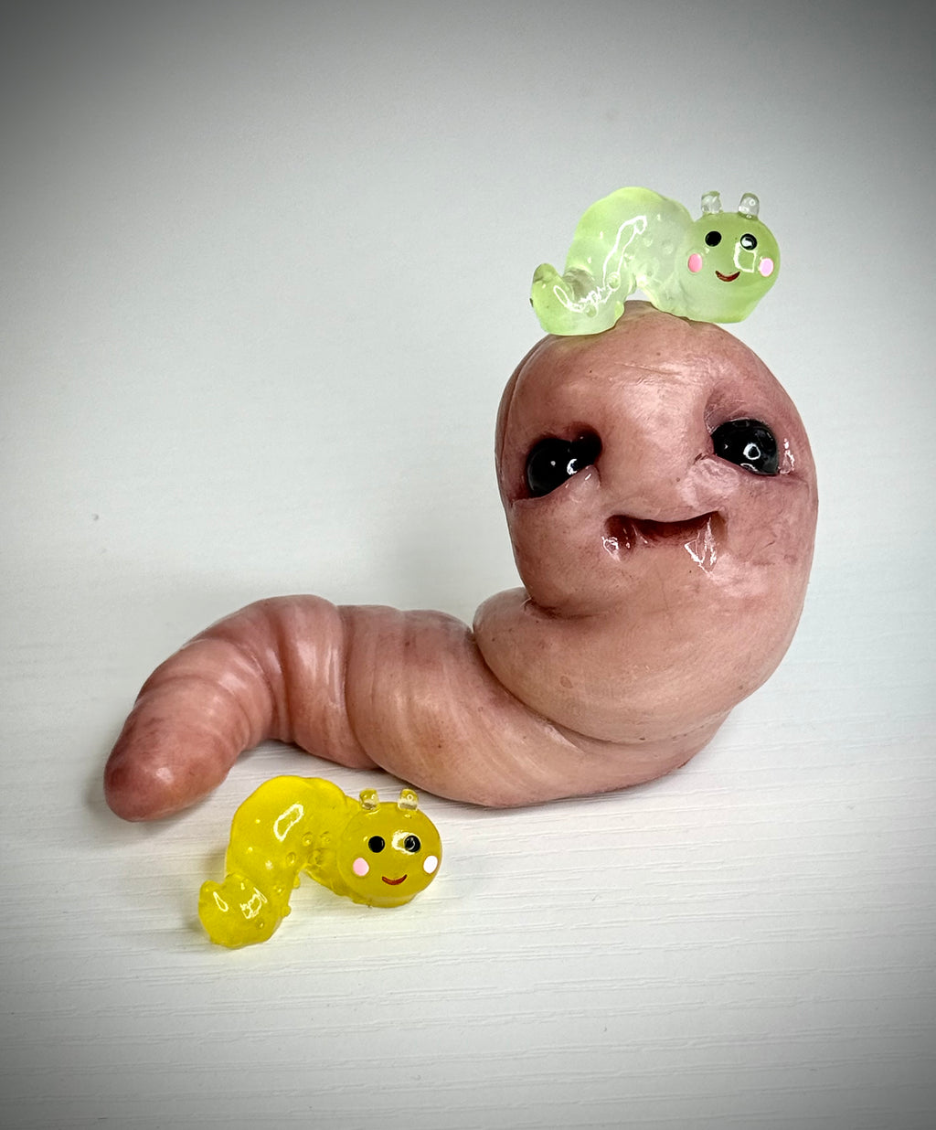 Worm Disturbie with Worm Friends – Grotesque Creature Sculpture – Weird Handmade Polymer Clay Oddity
