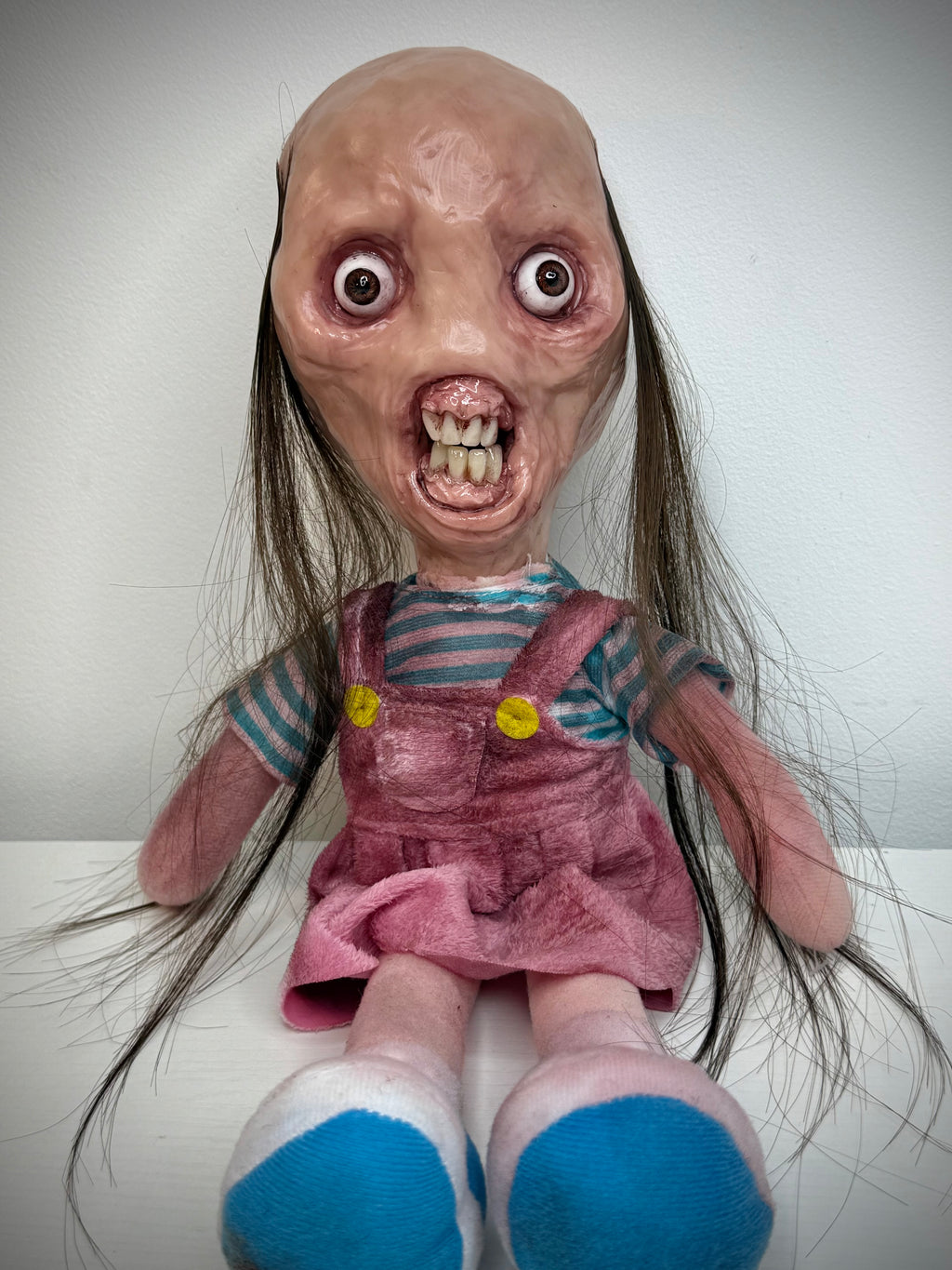 Modified Toy Doll – Horror Doll Sculpture – Weird Handmade Polymer Clay Oddity