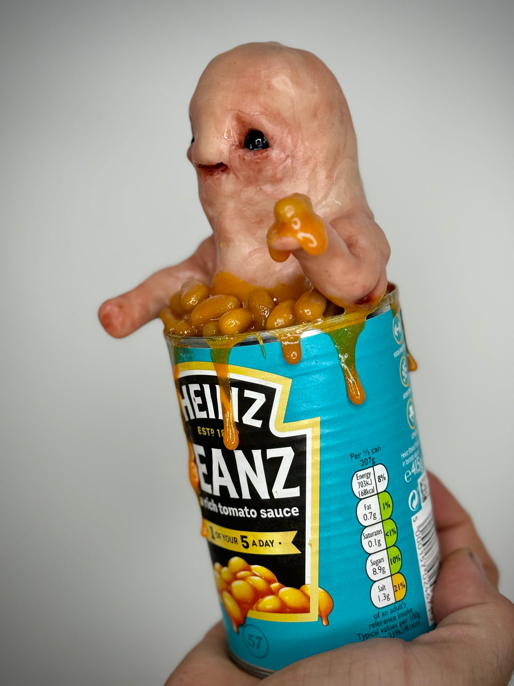 Bathing Beanz Disturbie – Bean Bath Creature Sculpture – Weird Handmade Polymer Clay Oddity