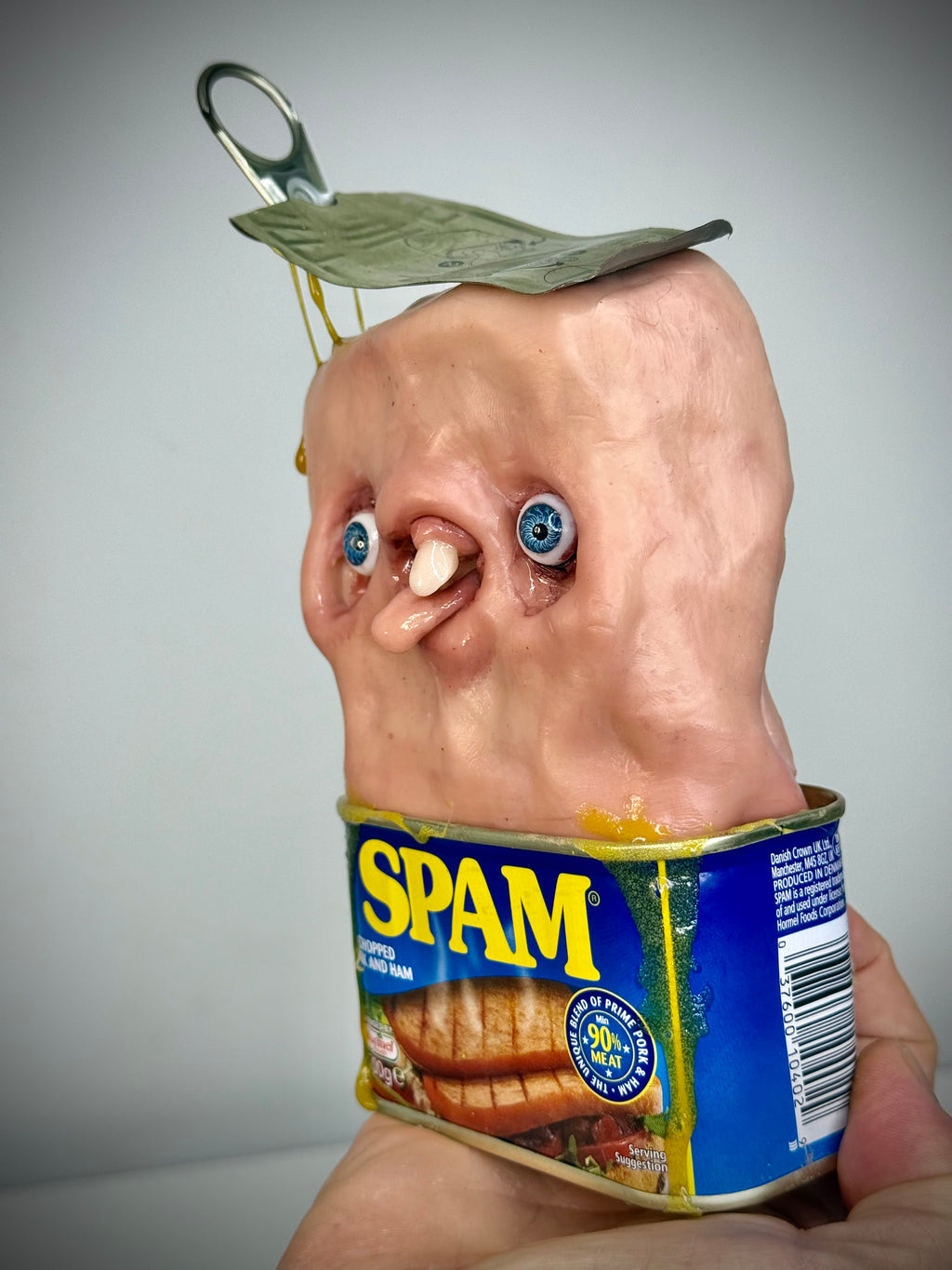 Sentient Spam – Creepy Food Sculpture – Weird Handmade Polymer Clay Oddity ()