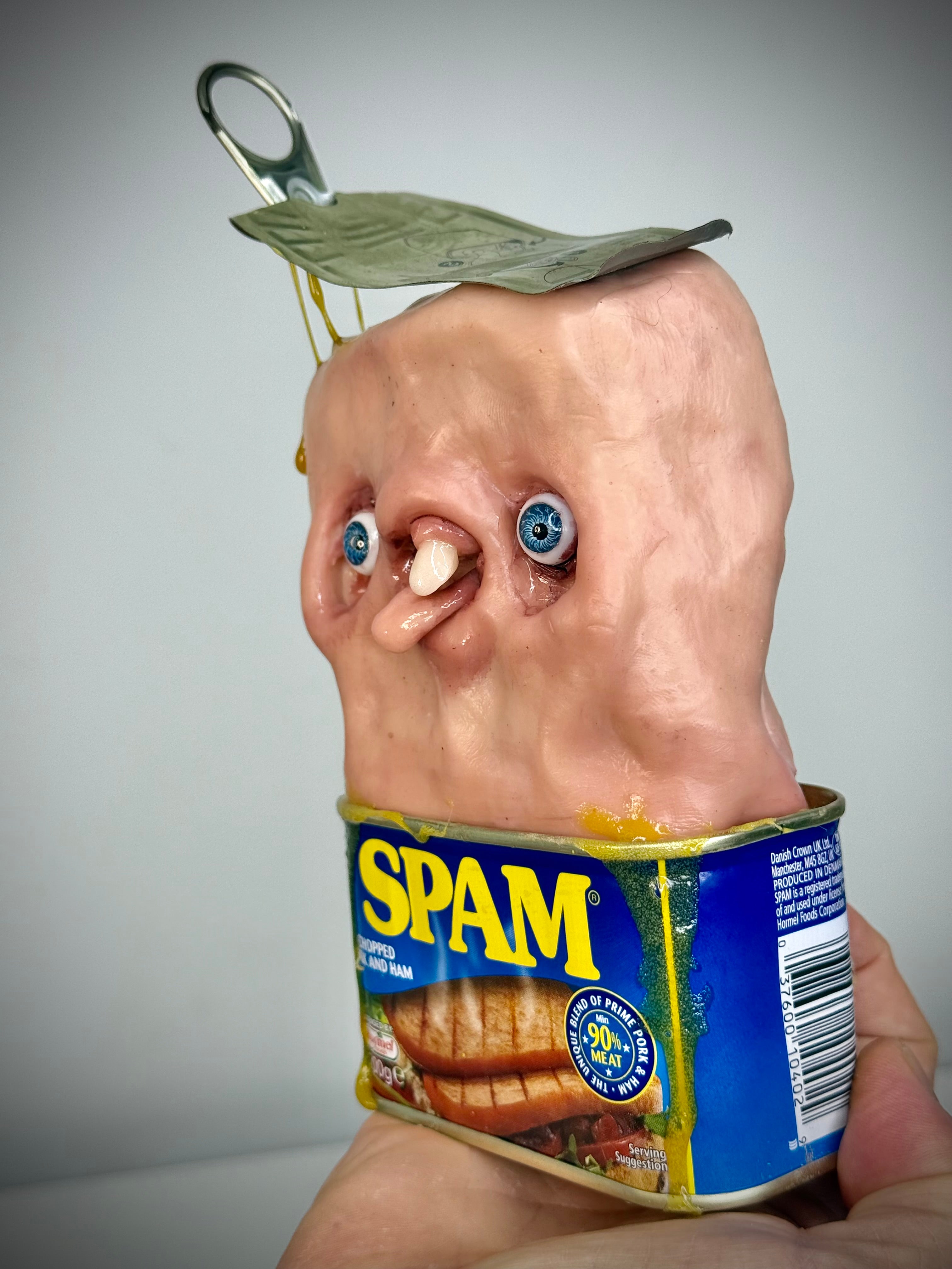 Sentient Spam – Creepy Food Sculpture – Weird Handmade Polymer Clay Oddity ()