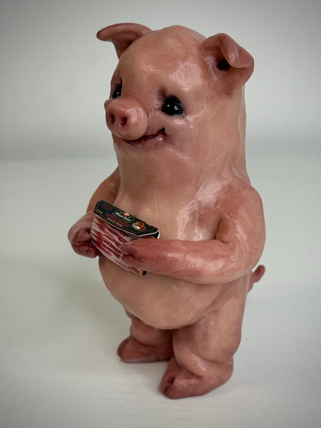 Bacon Disturbie – Grotesque Pig Sculpture – Weird Handmade Polymer Clay Oddity