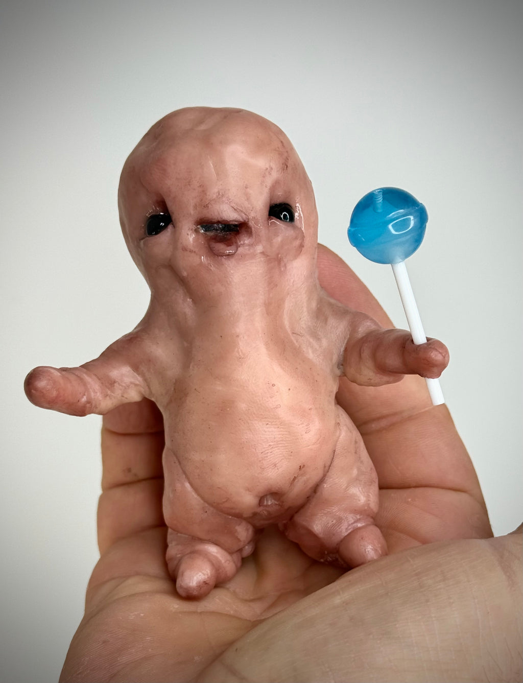 Lollipop Disturbie – Creepy Candy Creature Sculpture – Weird Handmade Polymer Clay Oddity