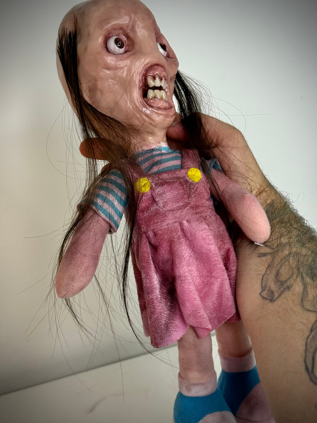 Modified Toy Doll – Horror Doll Sculpture – Weird Handmade Polymer Clay Oddity
