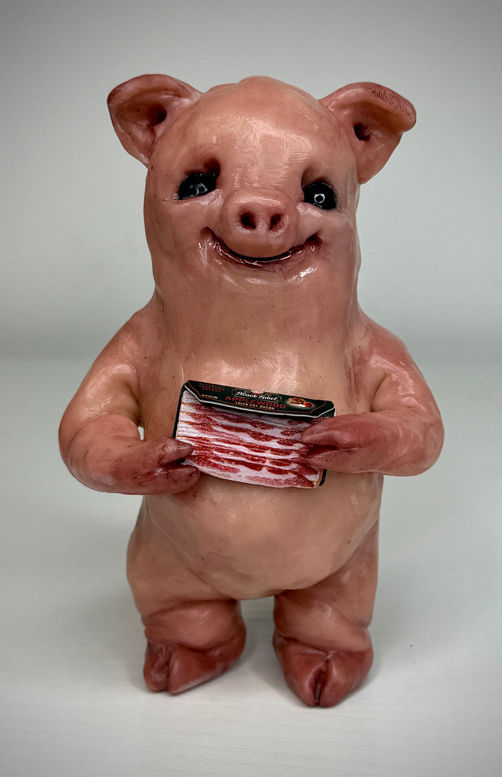 Bacon Disturbie – Grotesque Pig Sculpture – Weird Handmade Polymer Clay Oddity