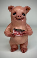 Bacon Disturbie – Grotesque Pig Sculpture – Weird Handmade Polymer Clay Oddity