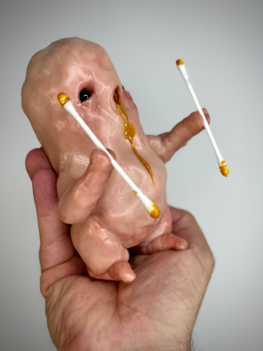 Ear Wax Disturbie – Grotesque Creature Sculpture – Weird Handmade Polymer Clay Oddity