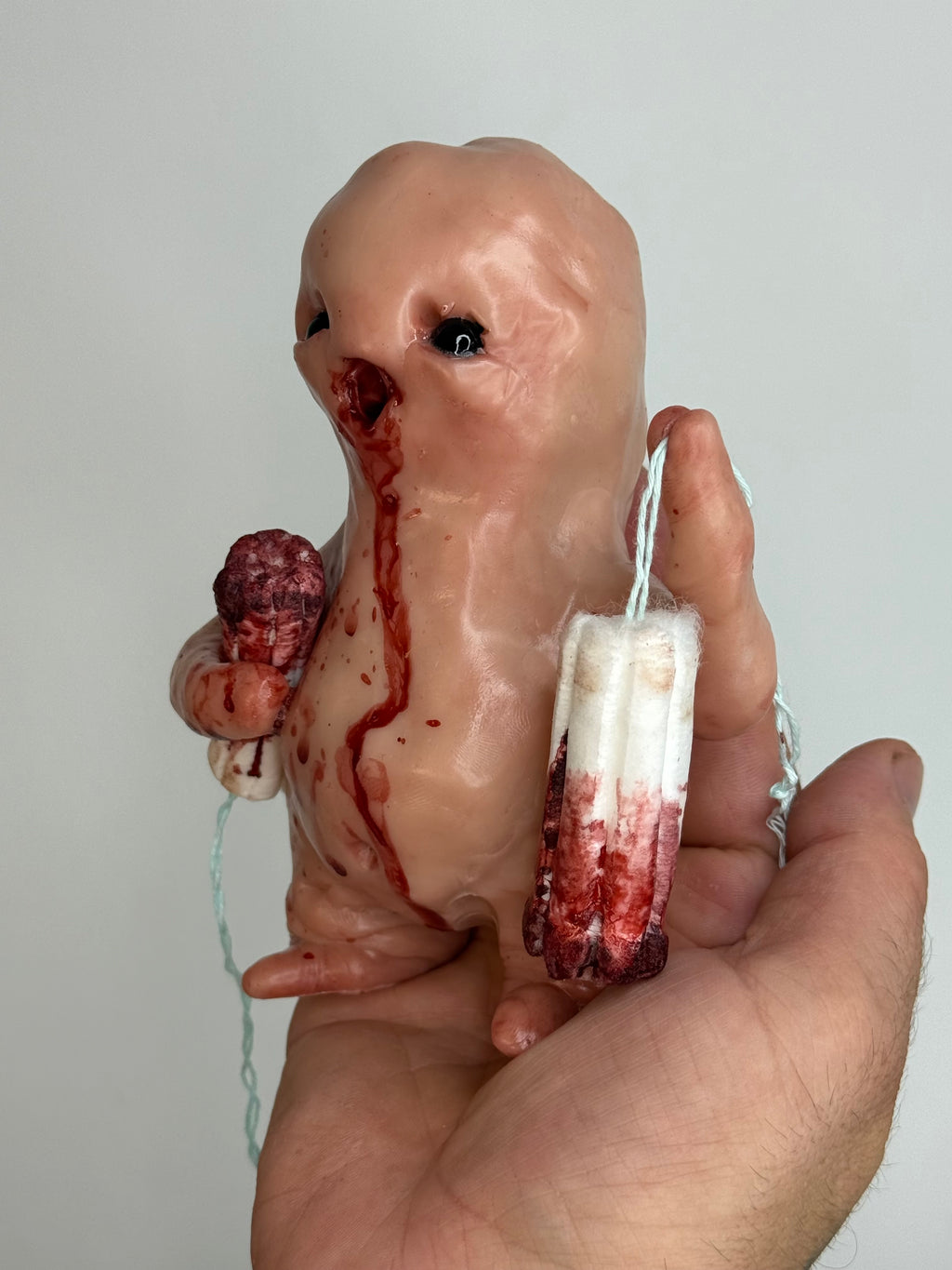 Tastes Like Pennies Disturbie – Grotesque Creature Sculpture – Weird Handmade Polymer Clay Oddity