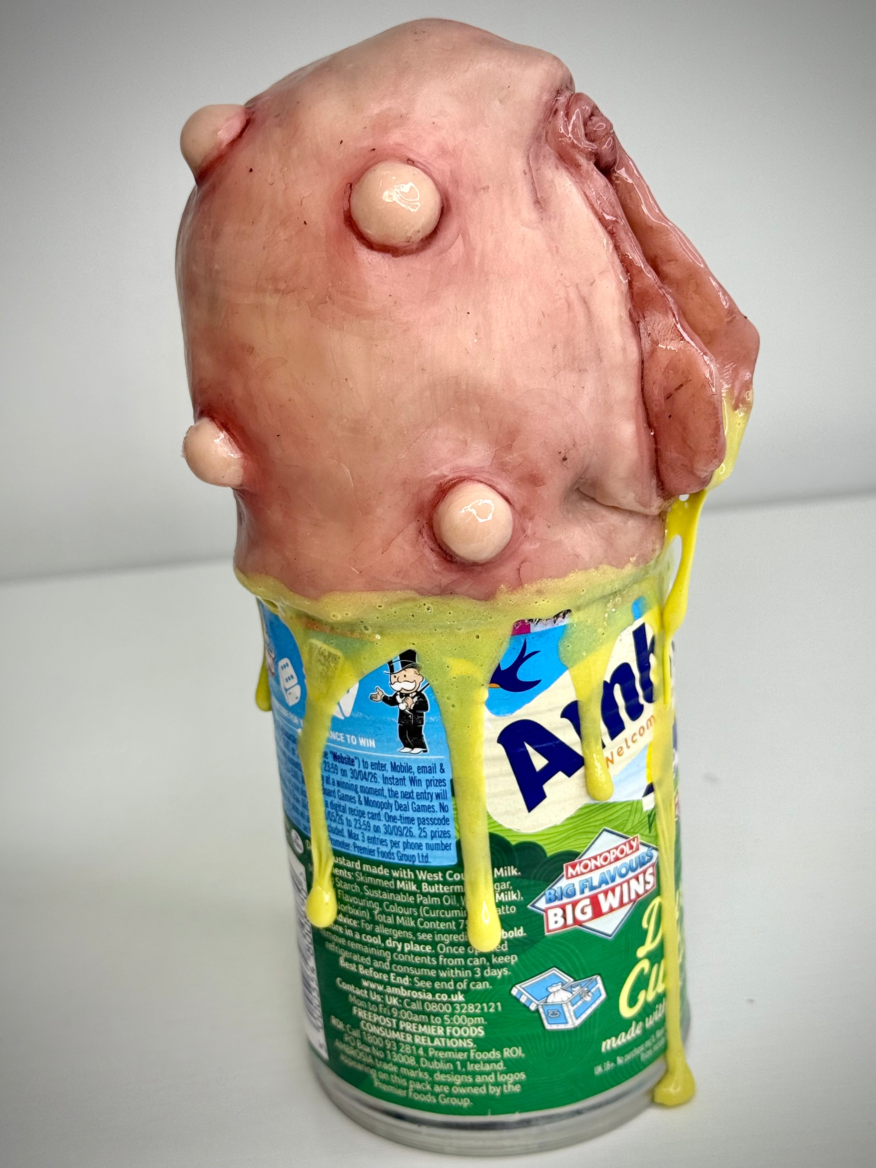 Creamy Custard – Grotesque Custard Can Sculpture – Weird Handmade Polymer Clay Oddity