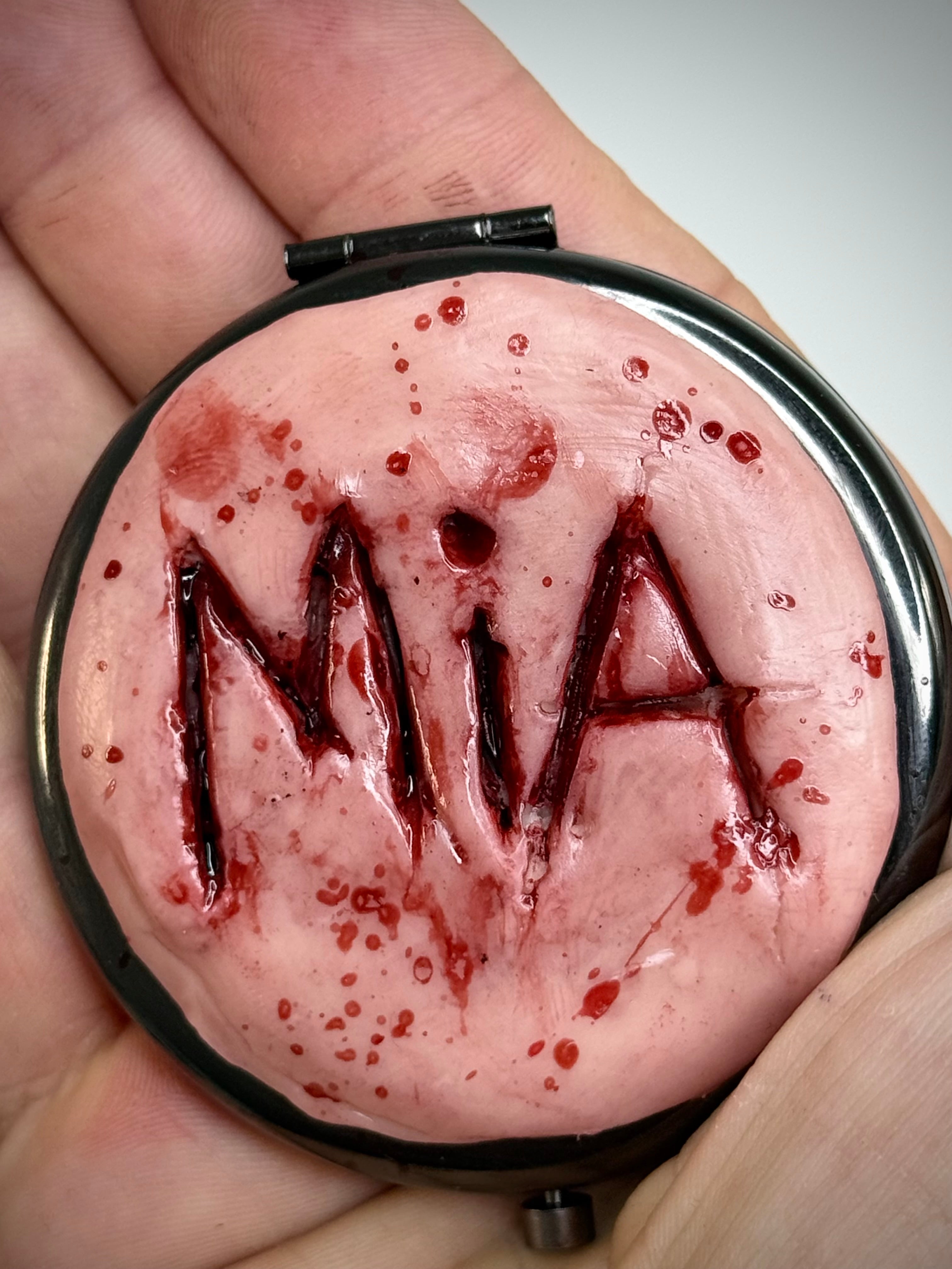Personalised Horror Pocket Mirror Custom Name Handmade Creepy Compact Mirror Gothic Gift