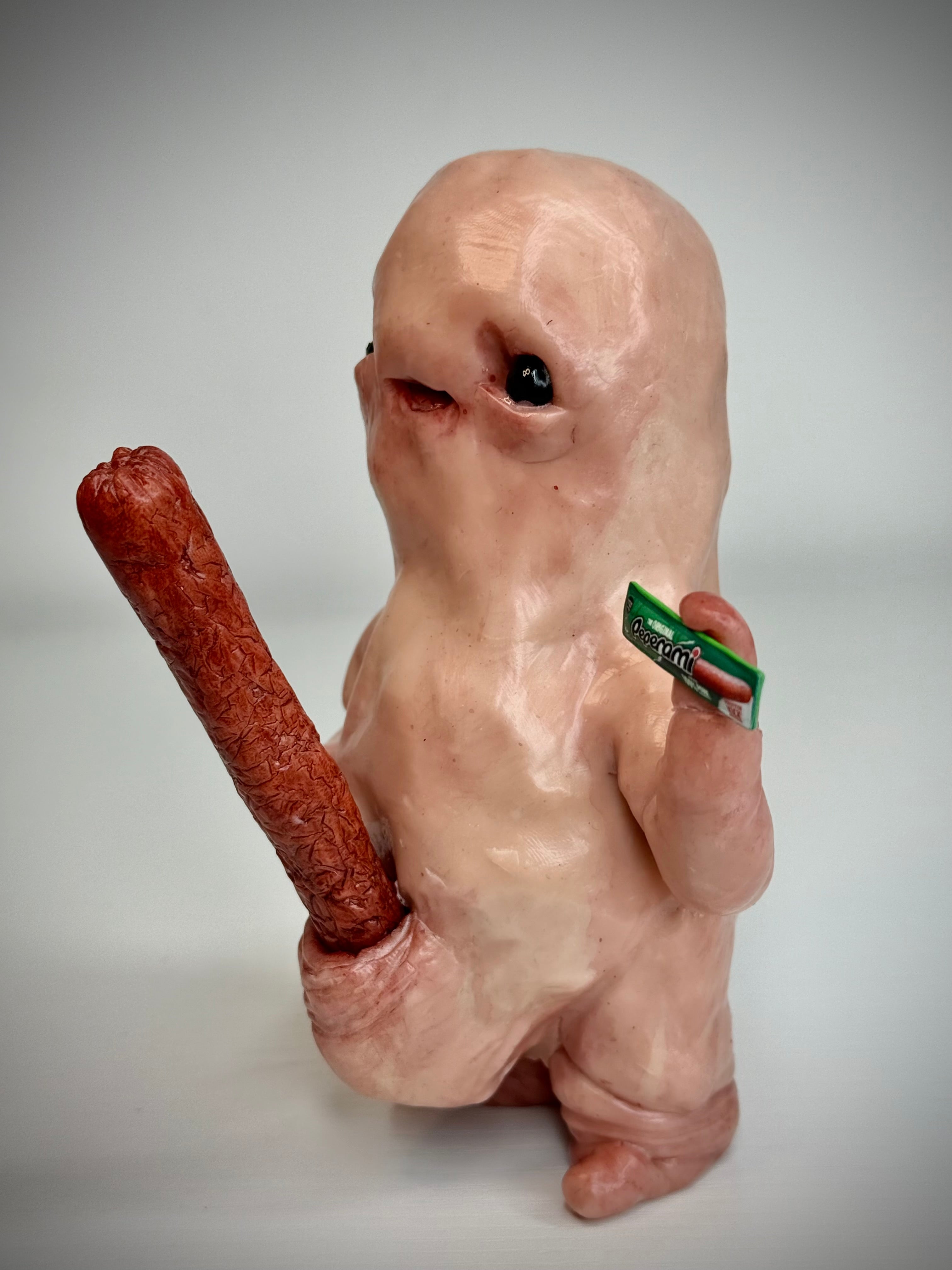 Pepperami Disturbie – Grotesque Creature Sculpture – Weird Handmade Polymer Clay Oddity