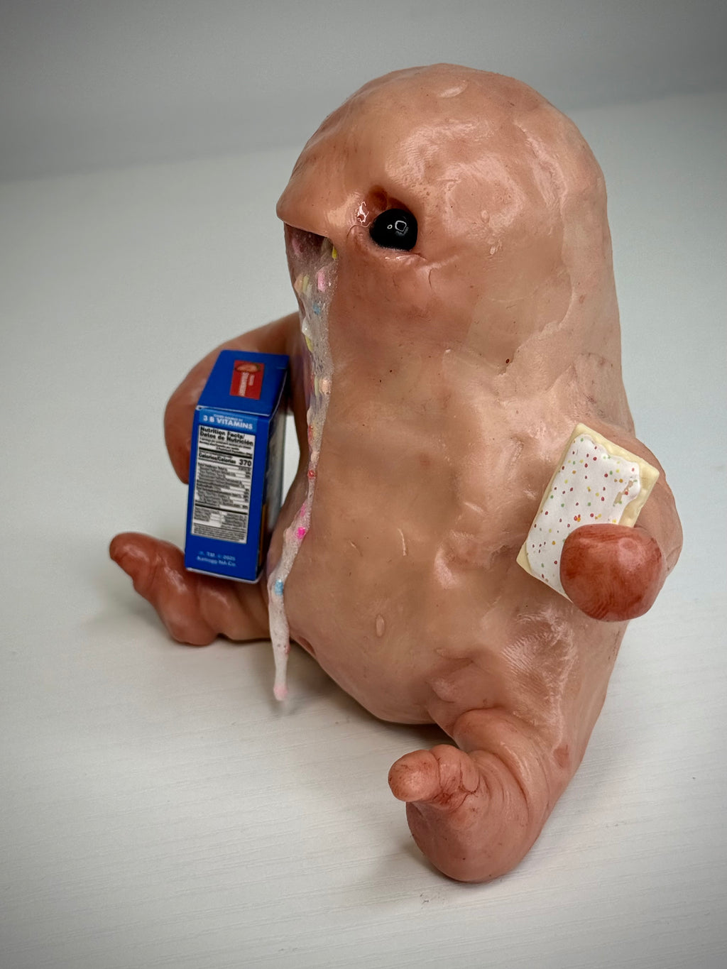 Pop Tart Disturbie – Frosted Breakfast Creature Sculpture – Weird Handmade Polymer Clay Oddity
