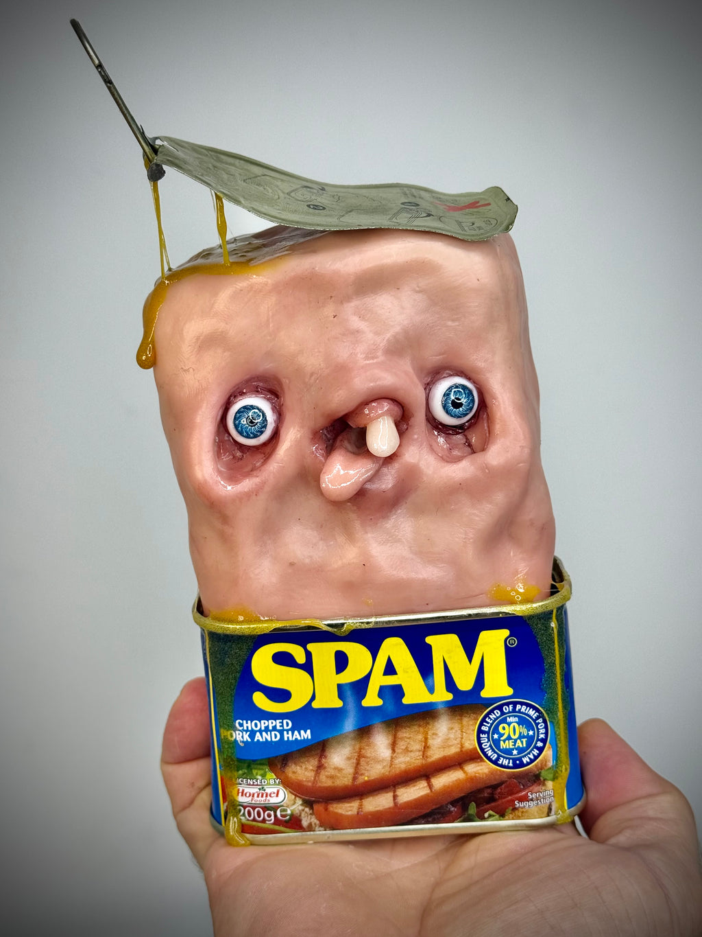 Sentient Spam – Creepy Food Sculpture – Weird Handmade Polymer Clay Oddity ()