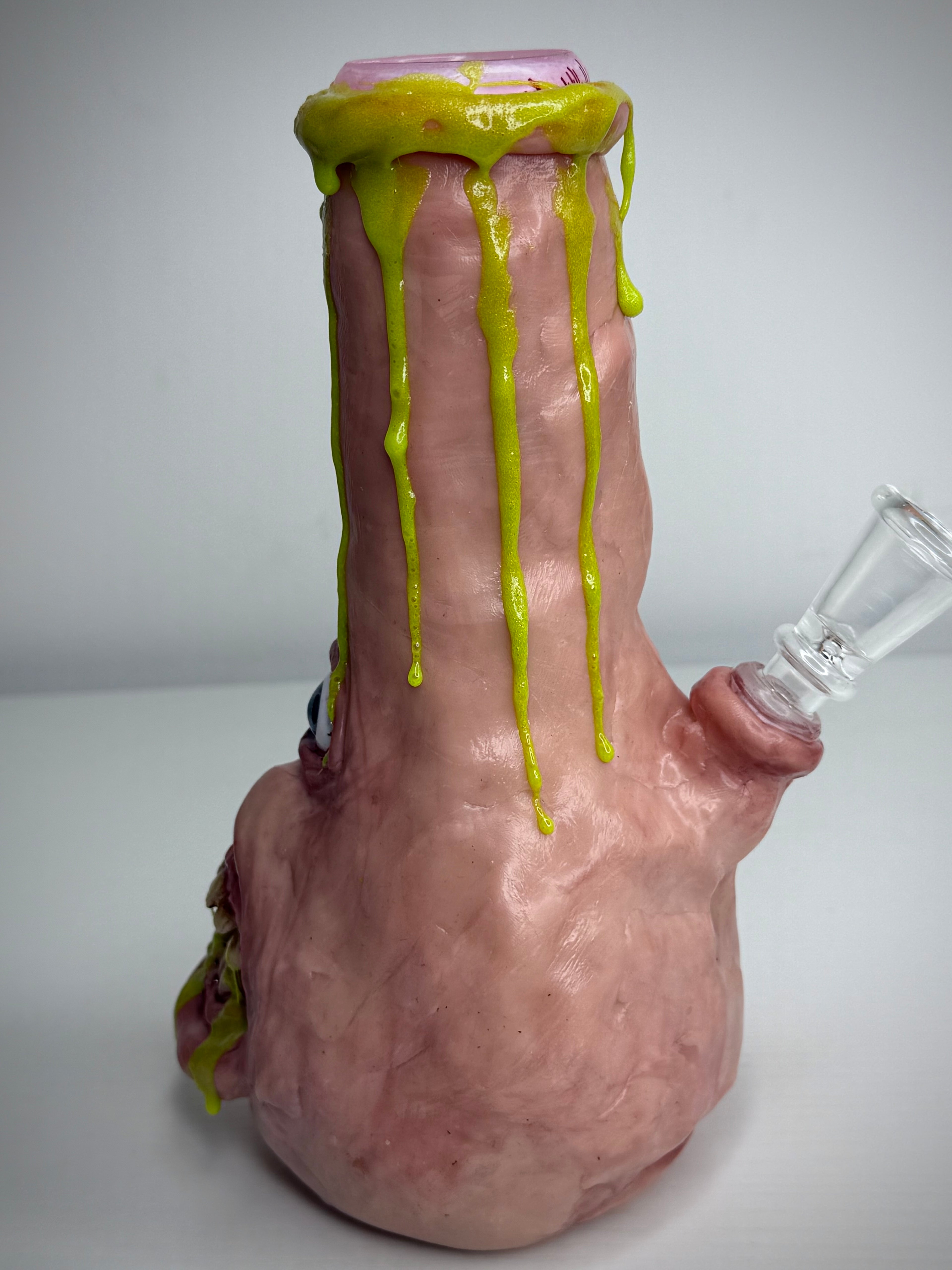 Glowing That’s Vile Bong – Glow in the Dark Horror Bong Sculpture – Weird Handmade Polymer Clay Oddity )