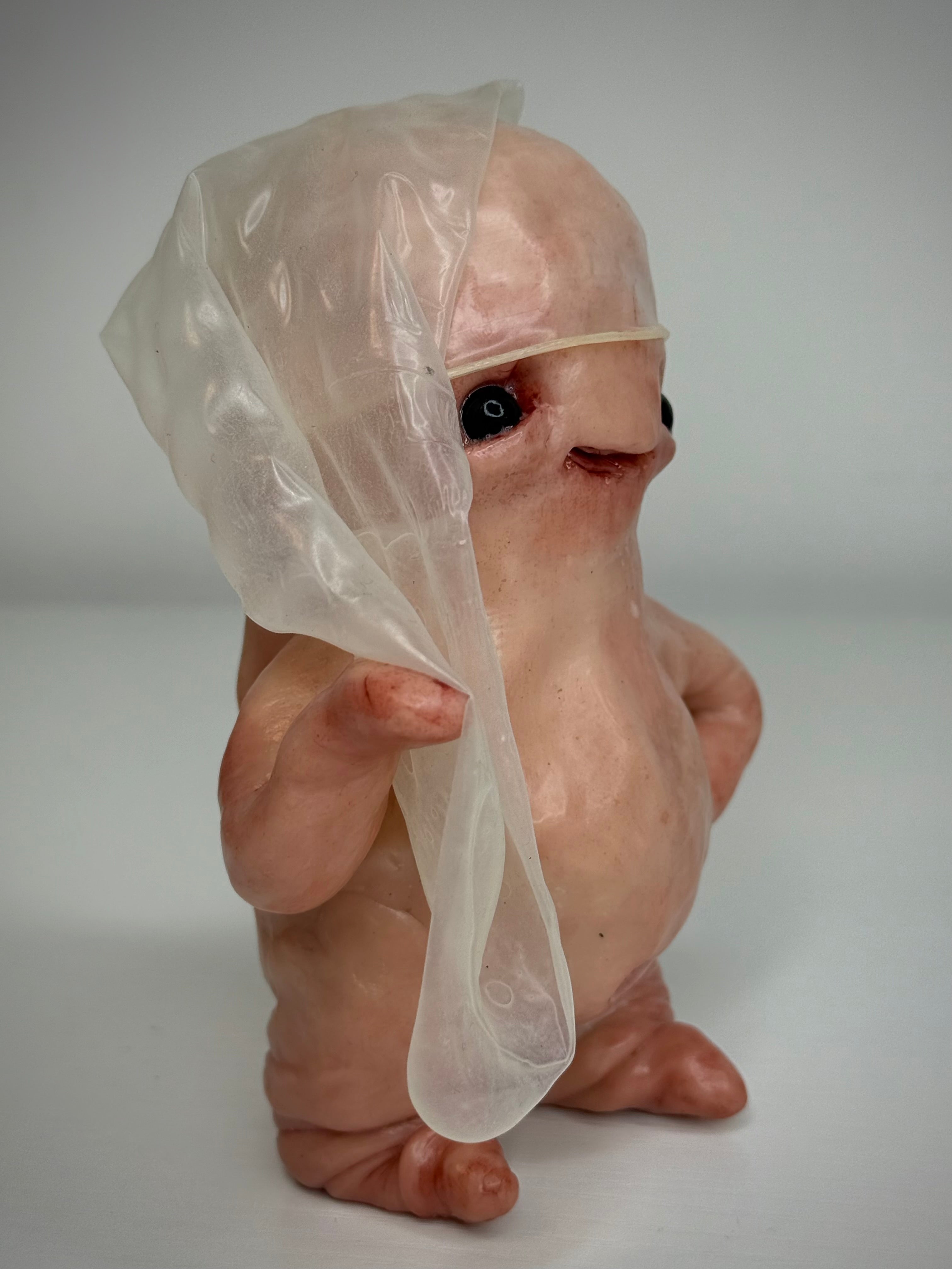 New Hat Disturbie – Grotesque Creature Sculpture – Weird Handmade Polymer Clay Oddity