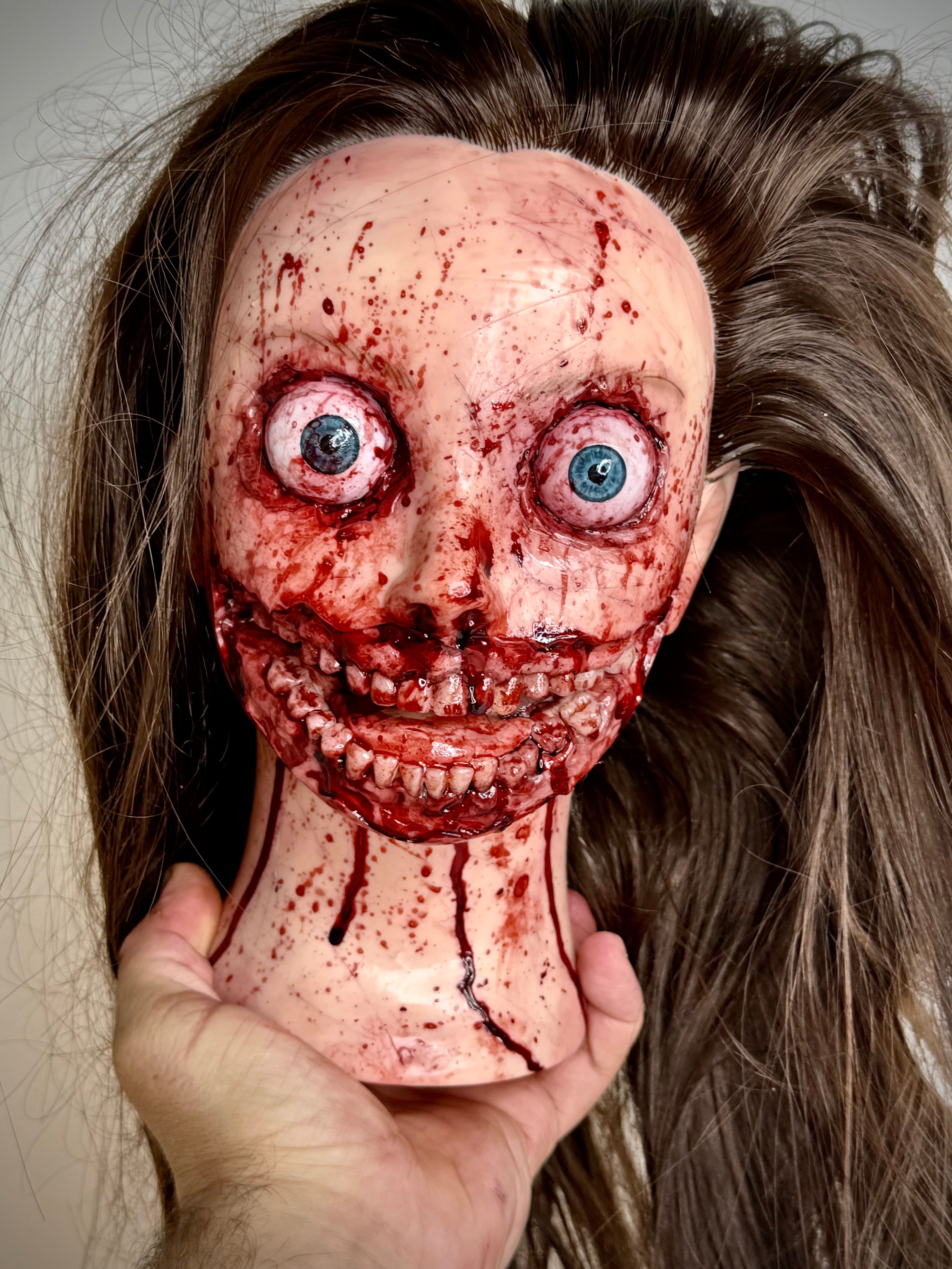 Modified Mannequin Head – Horror Sculpture – Weird Handmade Polymer Clay Oddity