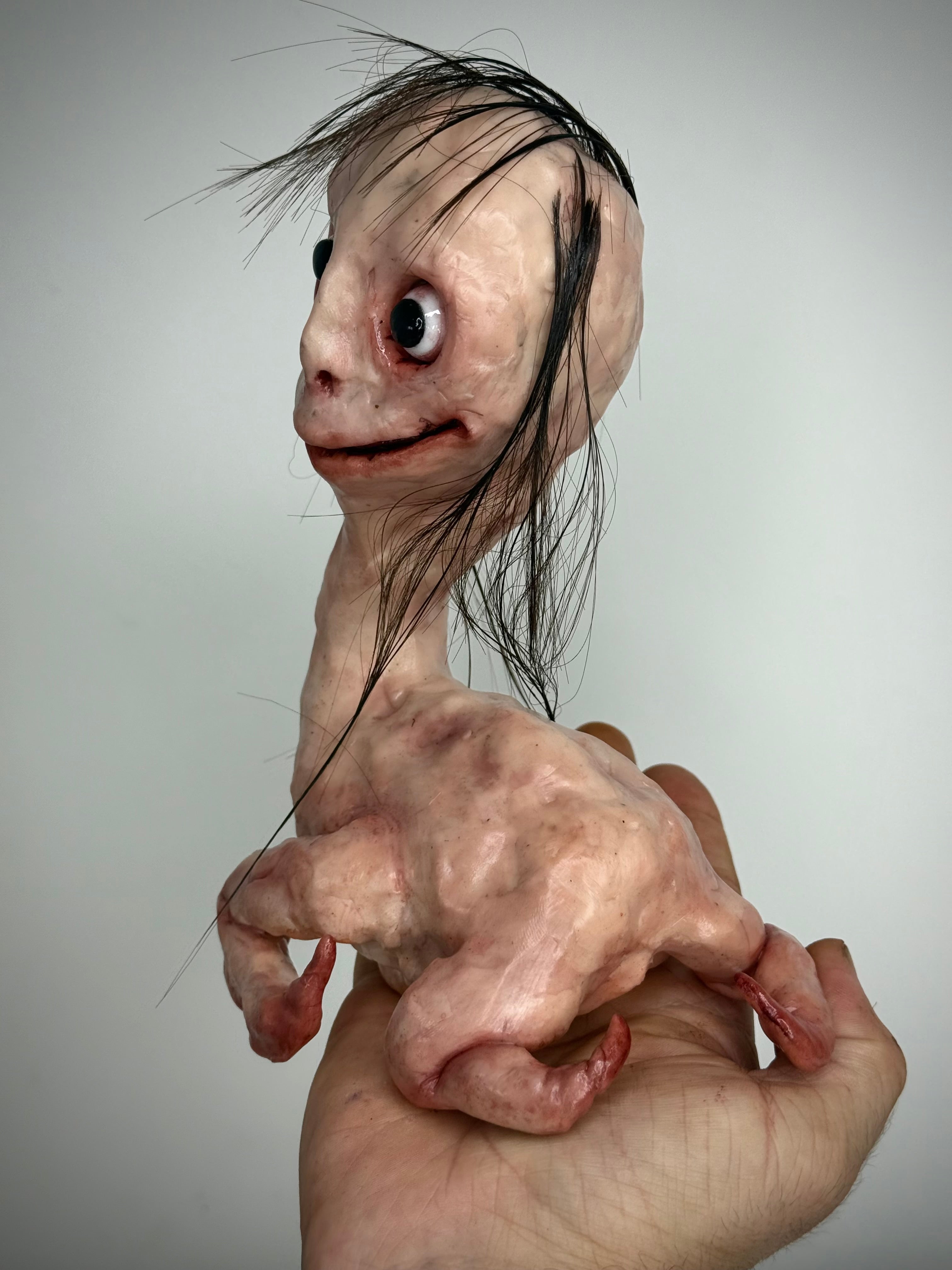 Momo Inspired Bird Creature Sculpture – Weird Handmade Polymer Clay Oddity