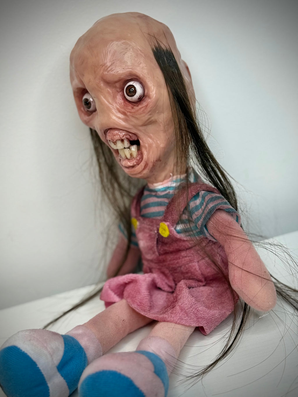 Modified Toy Doll – Horror Doll Sculpture – Weird Handmade Polymer Clay Oddity