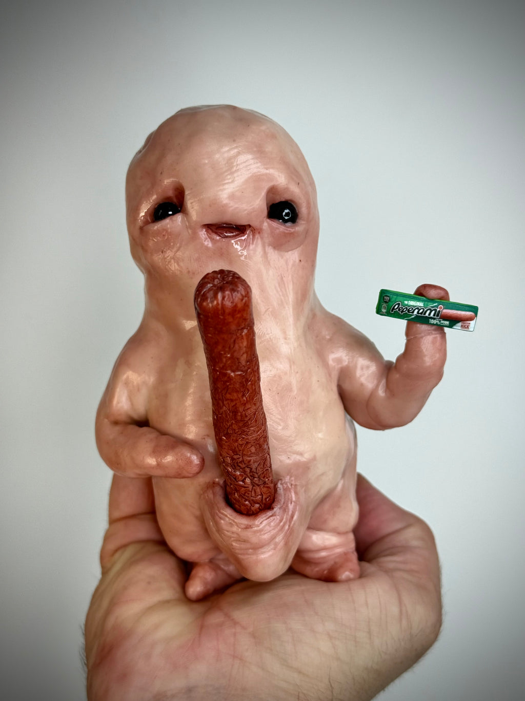 Pepperami Disturbie – Grotesque Creature Sculpture – Weird Handmade Polymer Clay Oddity