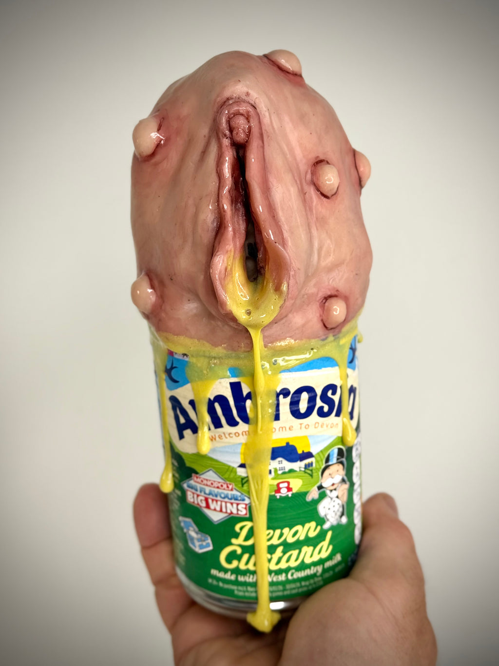 Creamy Custard – Grotesque Custard Can Sculpture – Weird Handmade Polymer Clay Oddity