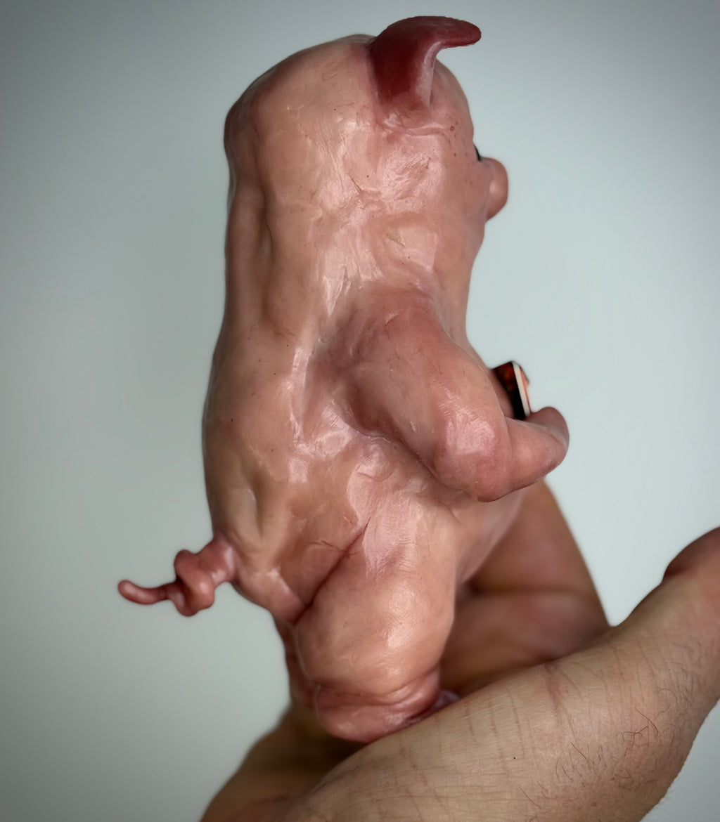 Bacon Disturbie – Grotesque Pig Sculpture – Weird Handmade Polymer Clay Oddity