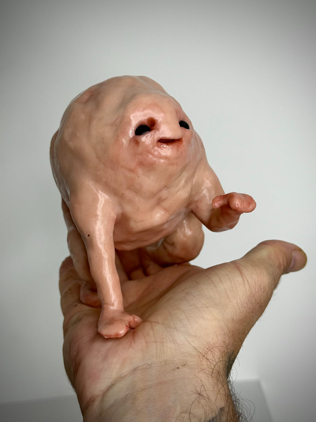 Hunchback Disturbie – Handmade Polymer Clay Creature Sculpture – Creepy Cute Art Collectible