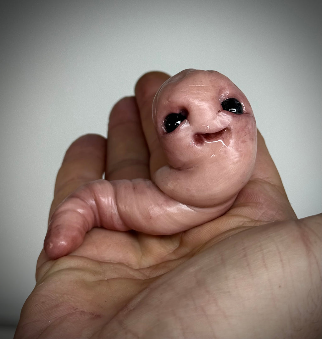 Worm Disturbie with Worm Friends – Grotesque Creature Sculpture – Weird Handmade Polymer Clay Oddity