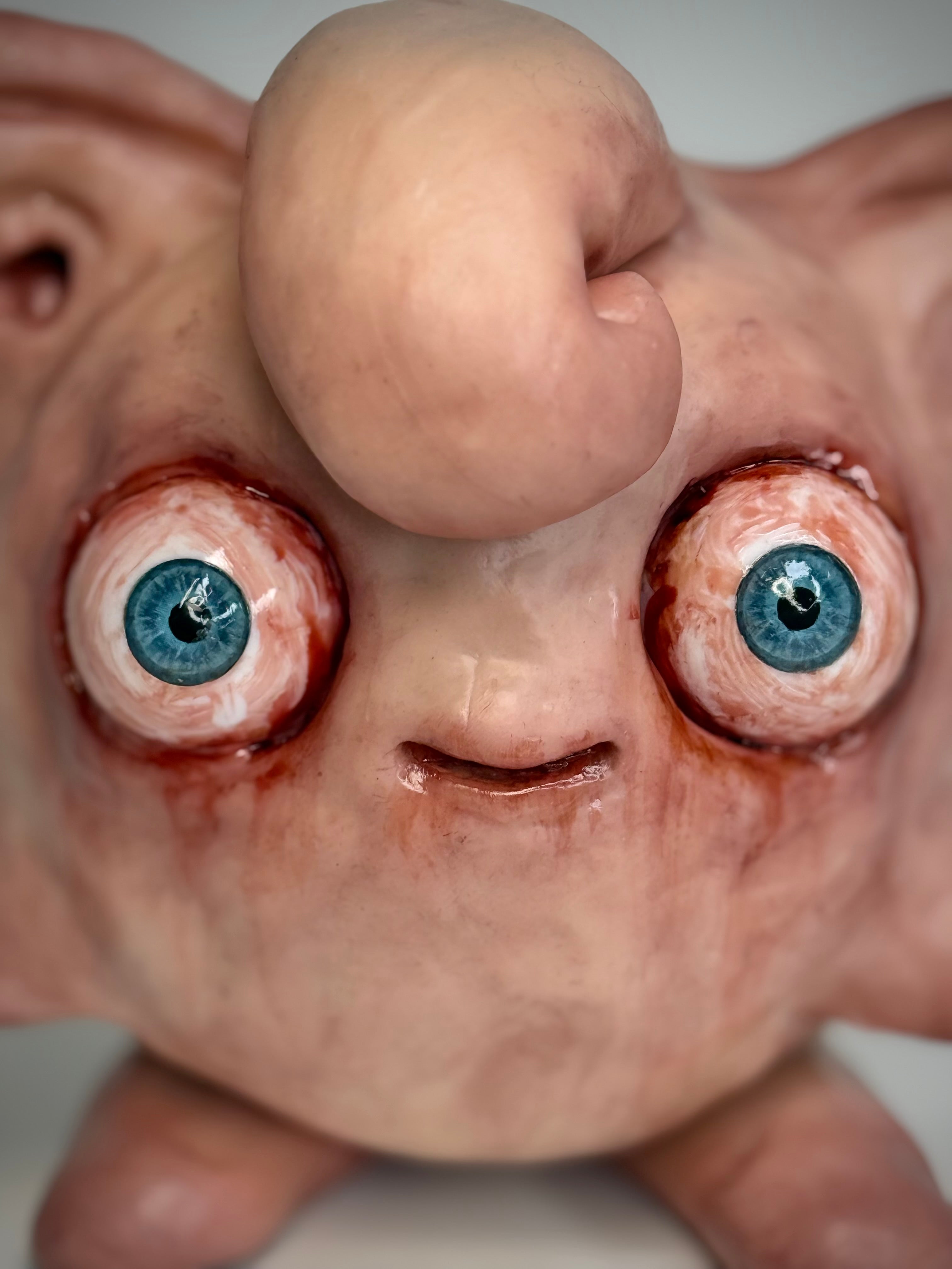 Pokémon Inspired Jigglypiff Sculpture – Grotesque Handmade Polymer Clay Oddity – Weird Fan Art Collectible