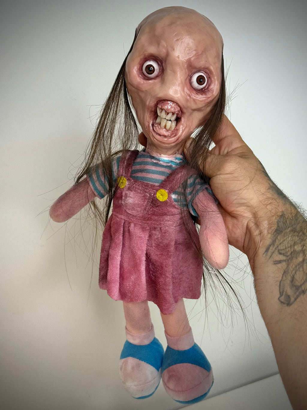 Modified Toy Doll – Horror Doll Sculpture – Weird Handmade Polymer Clay Oddity