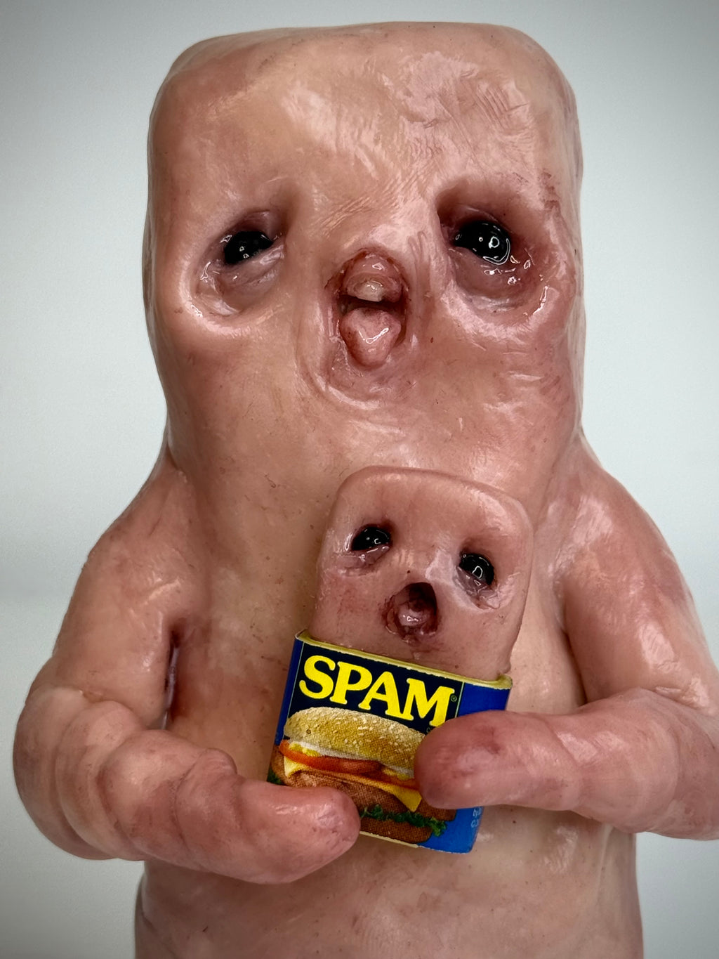Spam Disturbie – Grotesque Creature Sculpture – Weird Handmade Polymer Clay Oddity