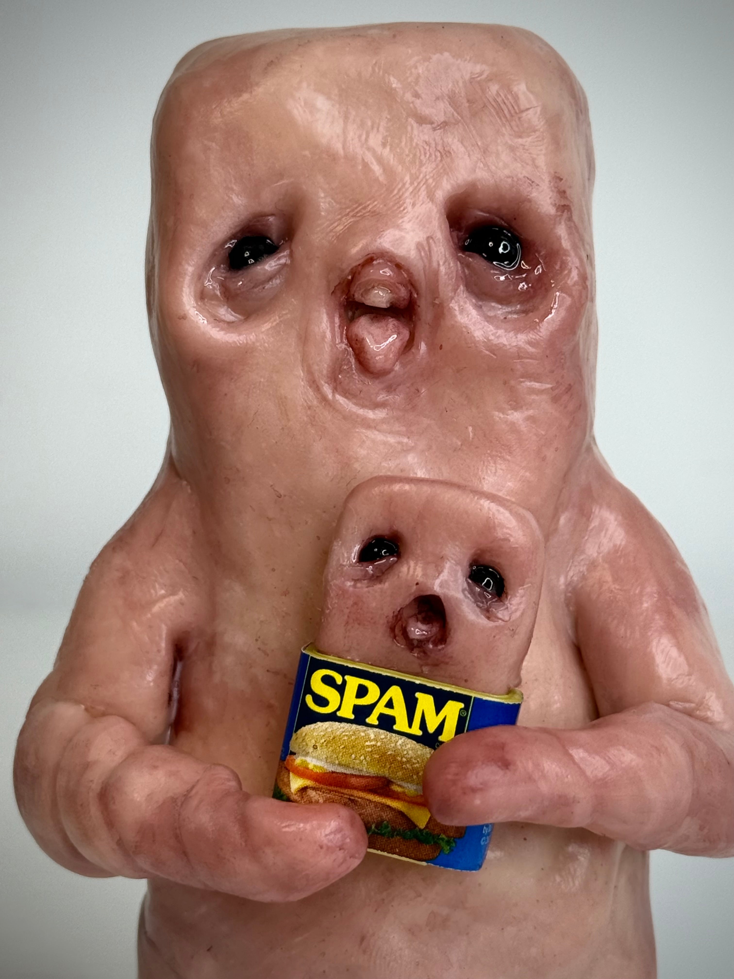 Spam Disturbie – Grotesque Creature Sculpture – Weird Handmade Polymer Clay Oddity