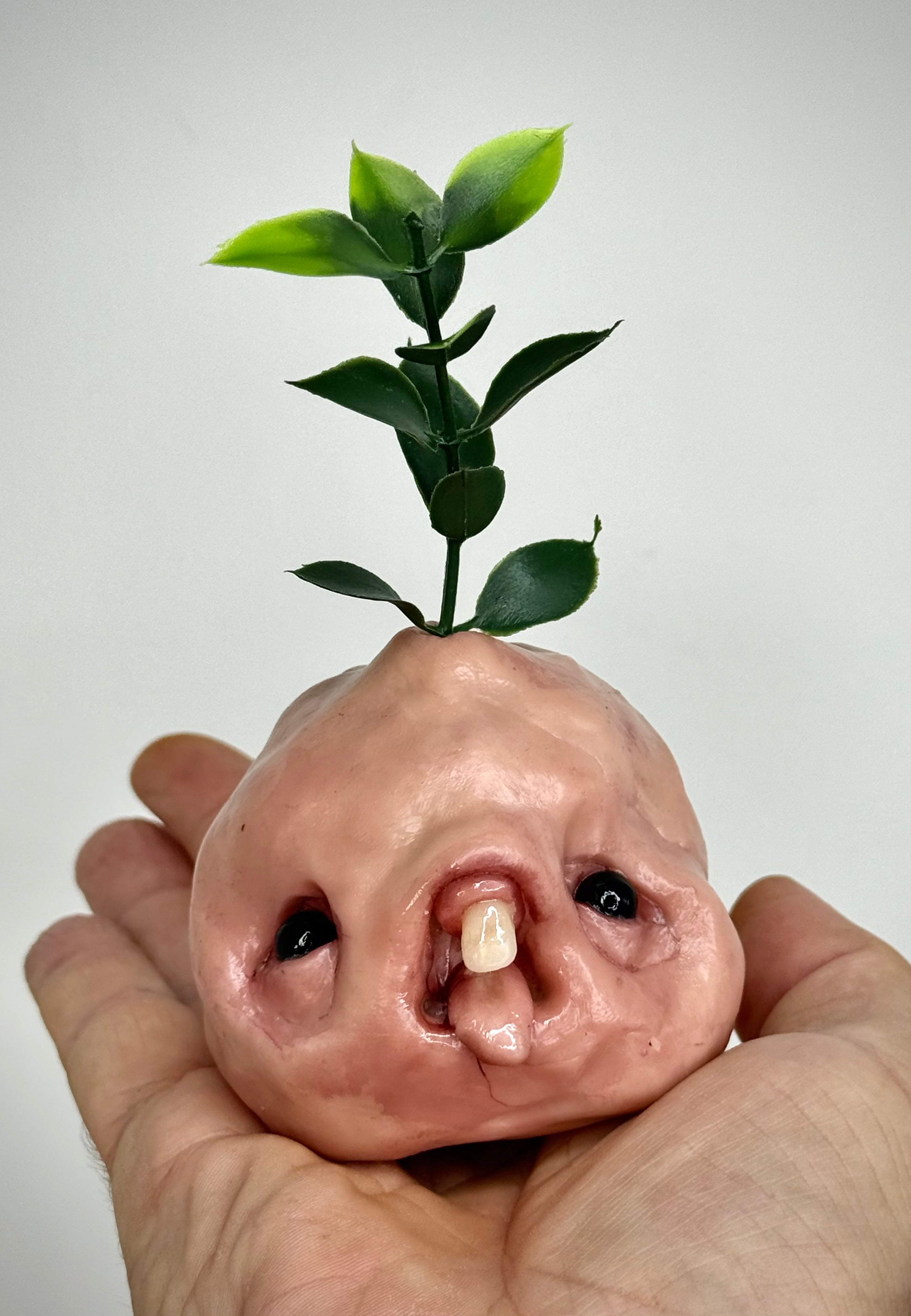 Sprout Nugget – Weird Handmade Polymer Clay Creature Sculpture – Creepy Plant Oddity