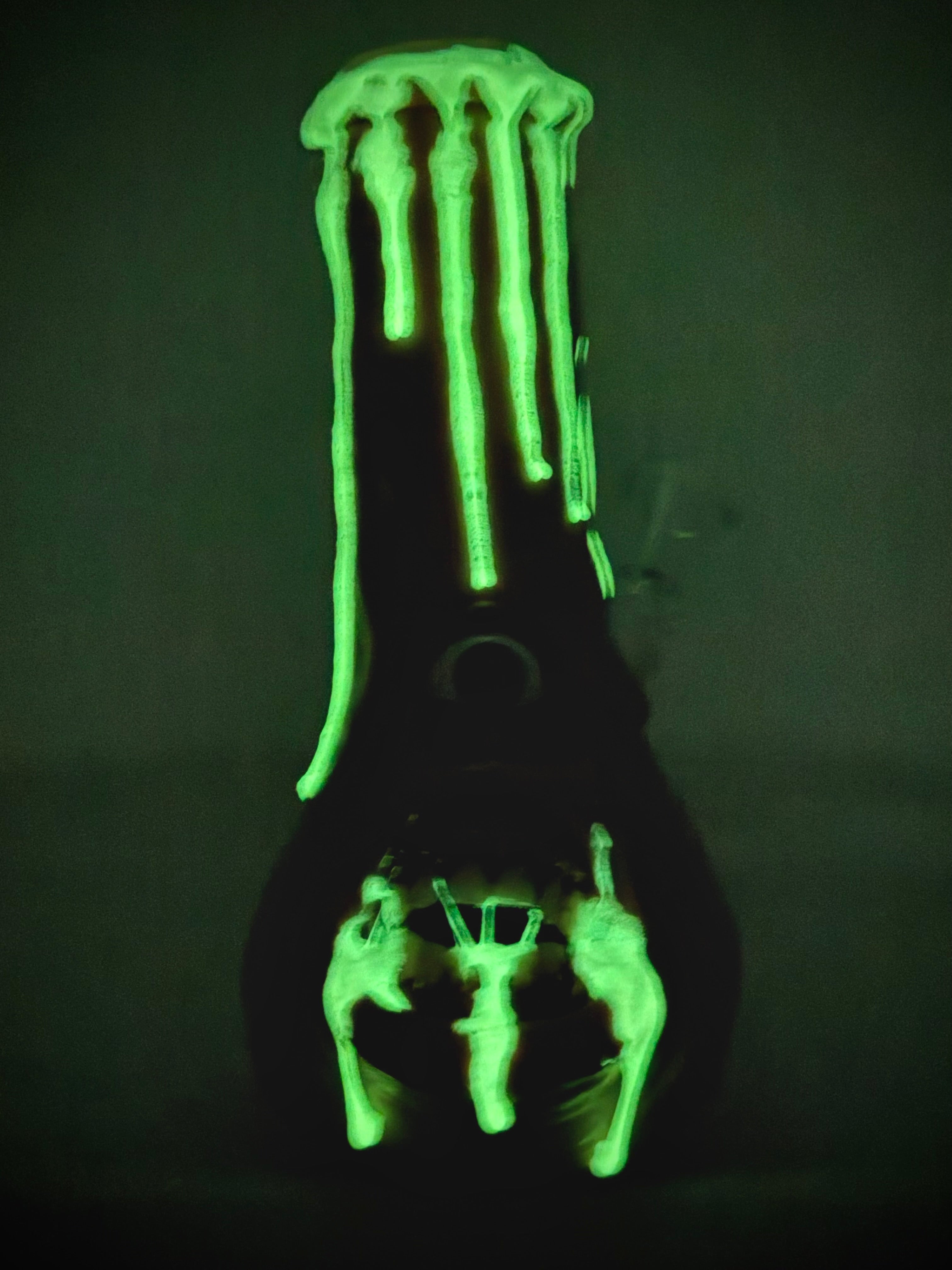 Glowing That’s Vile Bong – Glow in the Dark Horror Bong Sculpture – Weird Handmade Polymer Clay Oddity ) ()