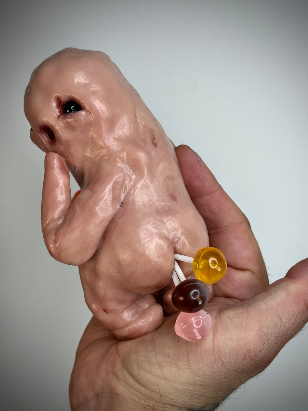 Lollipop Disturbie – Grotesque Creature Sculpture – Weird Handmade Polymer Clay Oddity