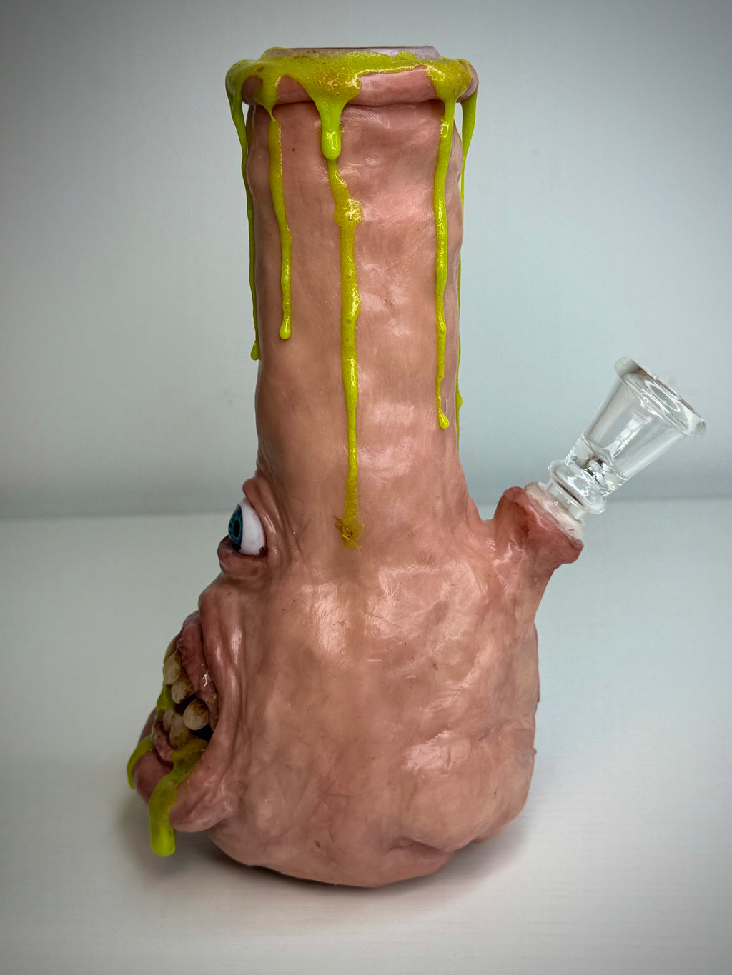 Glowing That’s Vile Bong – Glow in the Dark Horror Bong Sculpture – Weird Handmade Polymer Clay Oddity ) ()