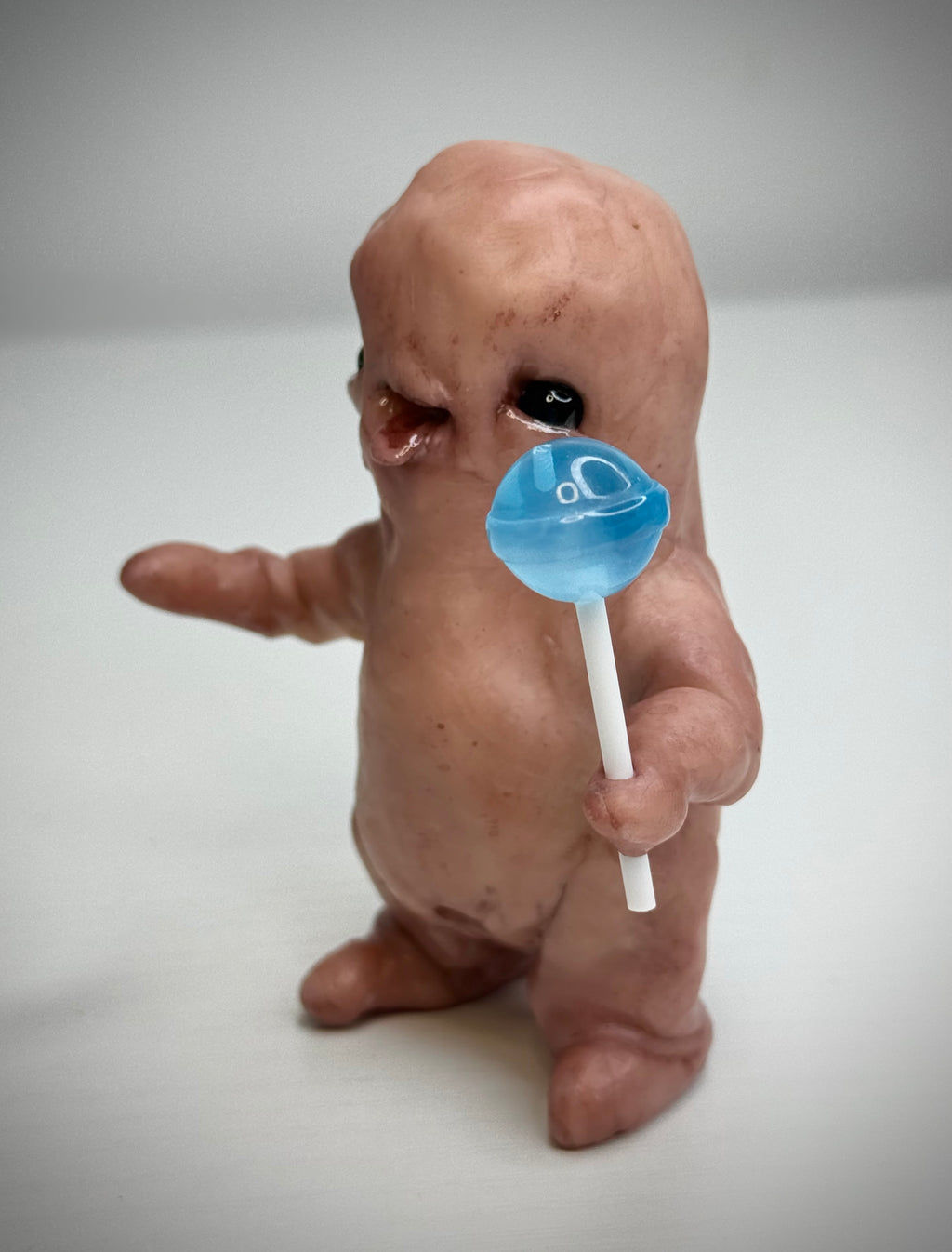 Lollipop Disturbie – Creepy Candy Creature Sculpture – Weird Handmade Polymer Clay Oddity