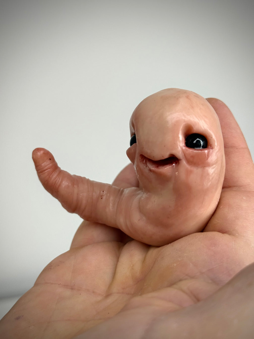 Happy Grub Handmade Polymer Clay Creature Sculpture Weird Art Collectible Creepy Cute Decor