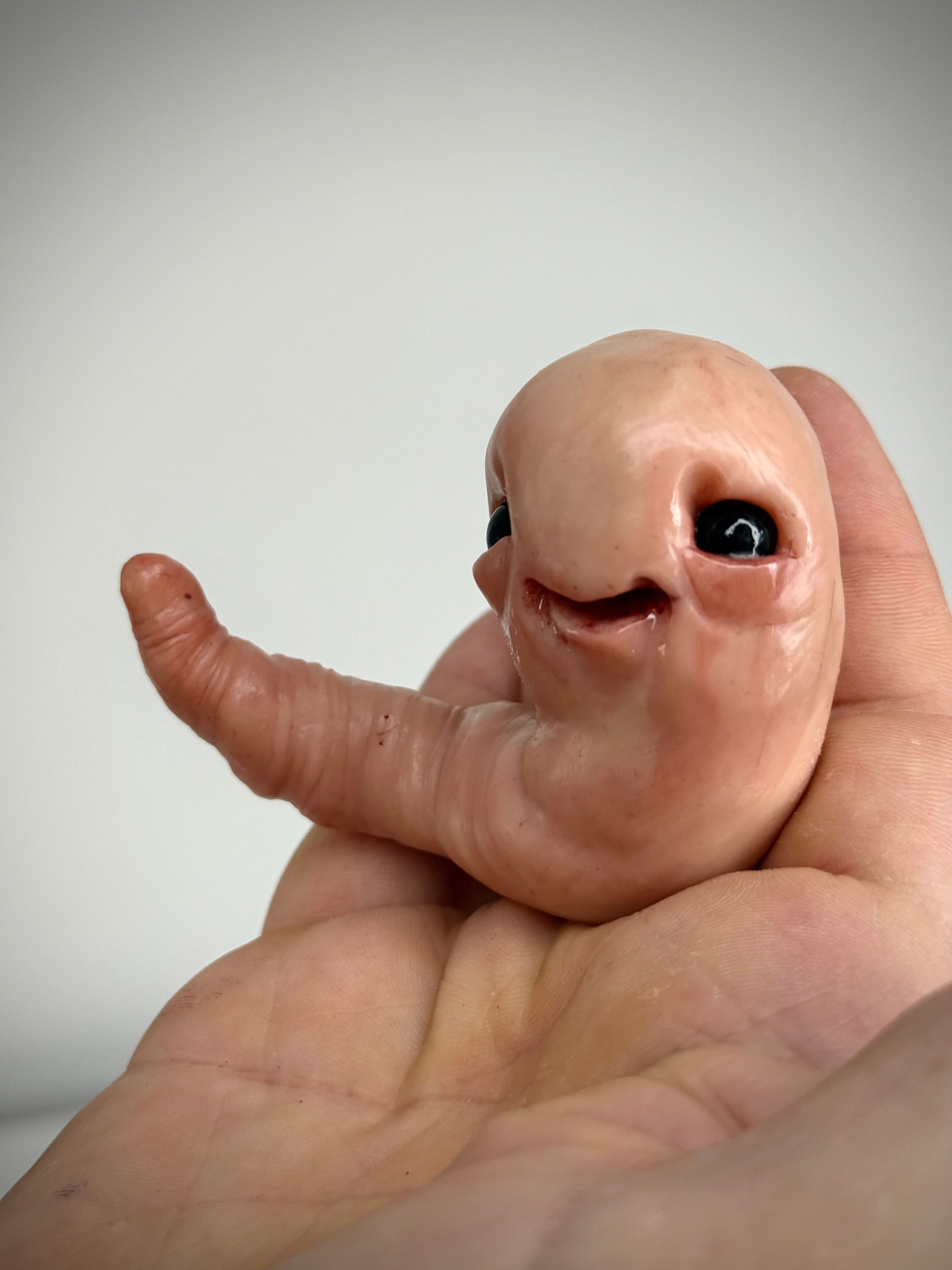 Happy Grub Handmade Polymer Clay Creature Sculpture Weird Art Collectible Creepy Cute Decor